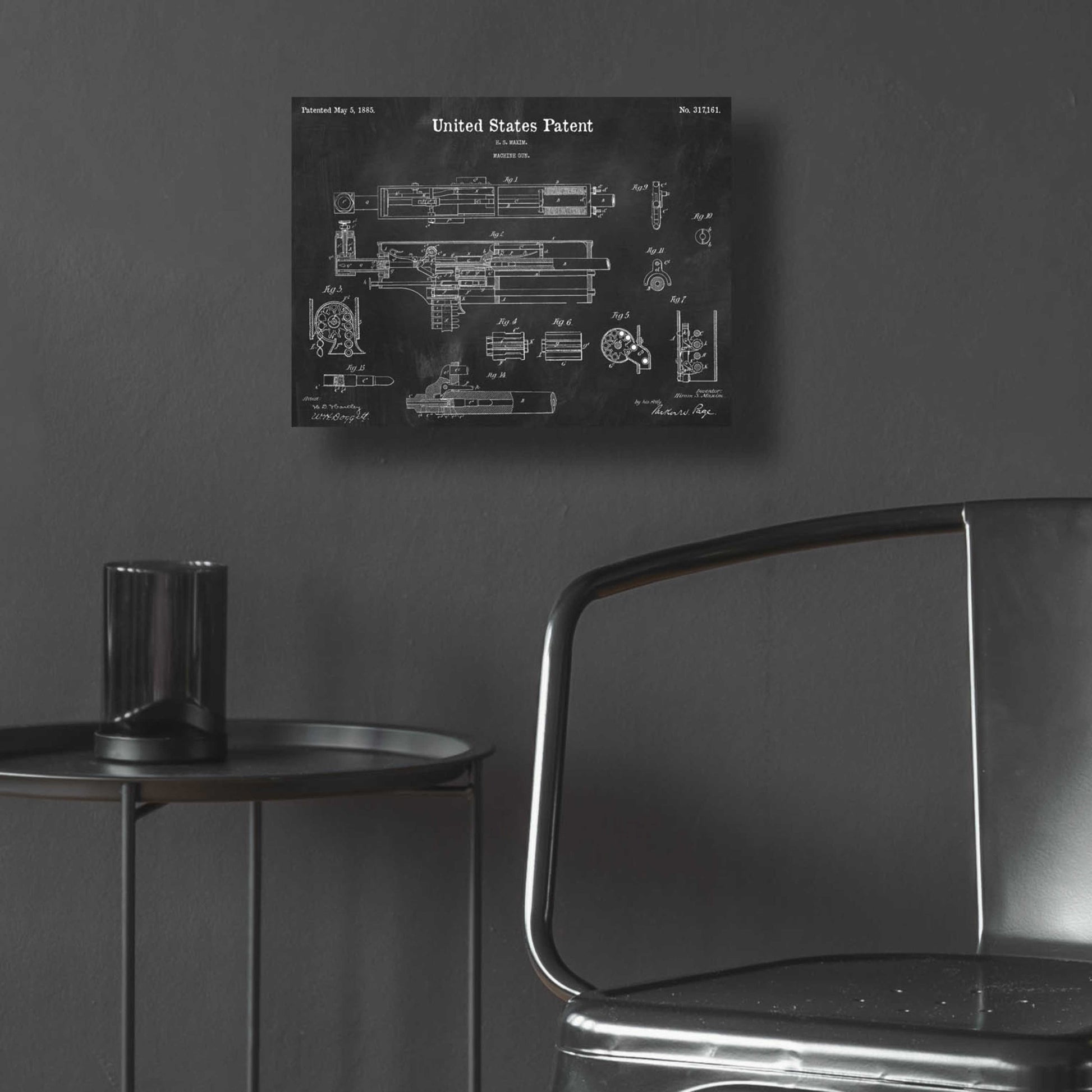 Epic Art 'Machine Gun Blueprint Patent Chalkboard,' Acrylic Glass Wall Art,16x12