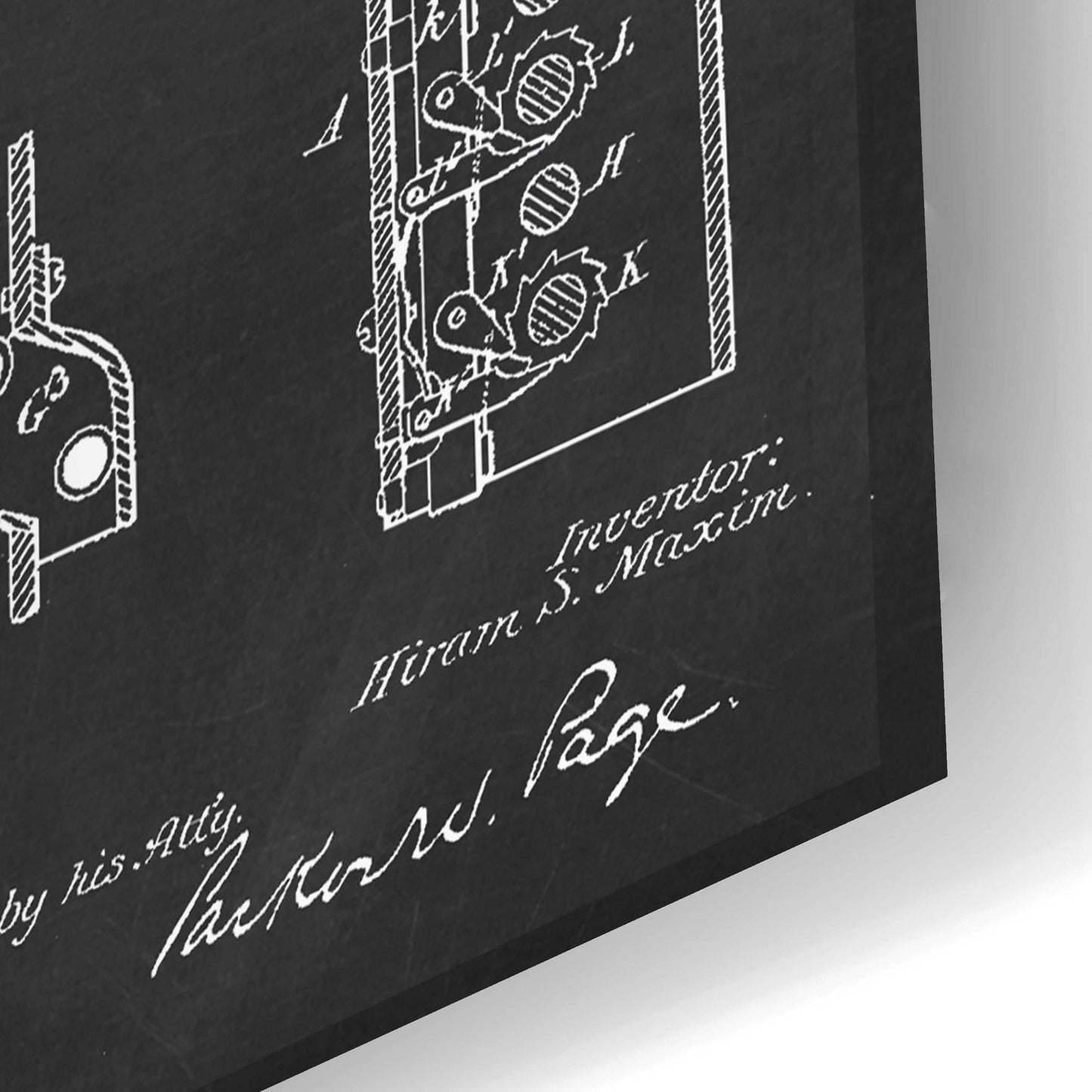 Epic Art 'Machine Gun Blueprint Patent Chalkboard,' Acrylic Glass Wall Art,24x16