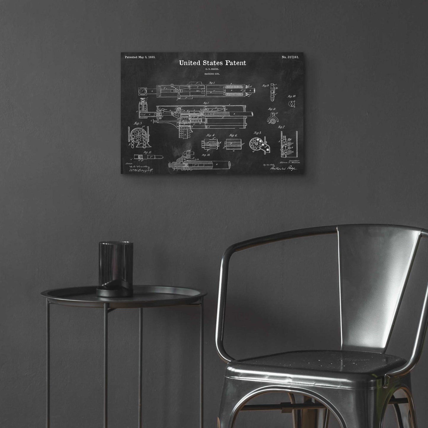 Epic Art 'Machine Gun Blueprint Patent Chalkboard,' Acrylic Glass Wall Art,24x16