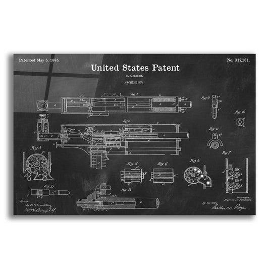 Epic Art 'Machine Gun Blueprint Patent Chalkboard,' Acrylic Glass Wall Art,16x12x1.1x0,26x18x1.1x0,34x26x1.74x0,54x40x1.74x0