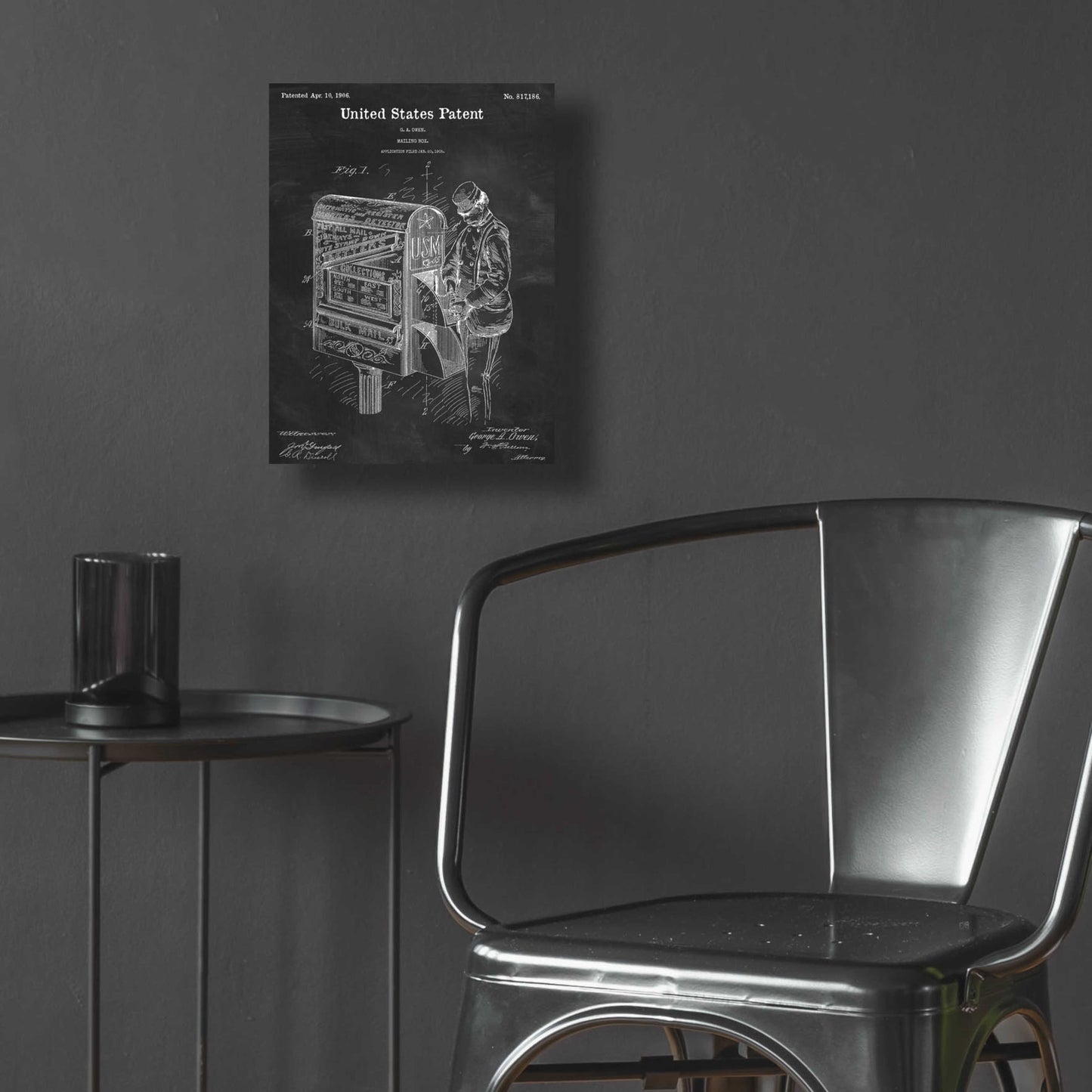 Epic Art 'Mailbox Blueprint Patent Chalkboard,' Acrylic Glass Wall Art,12x16