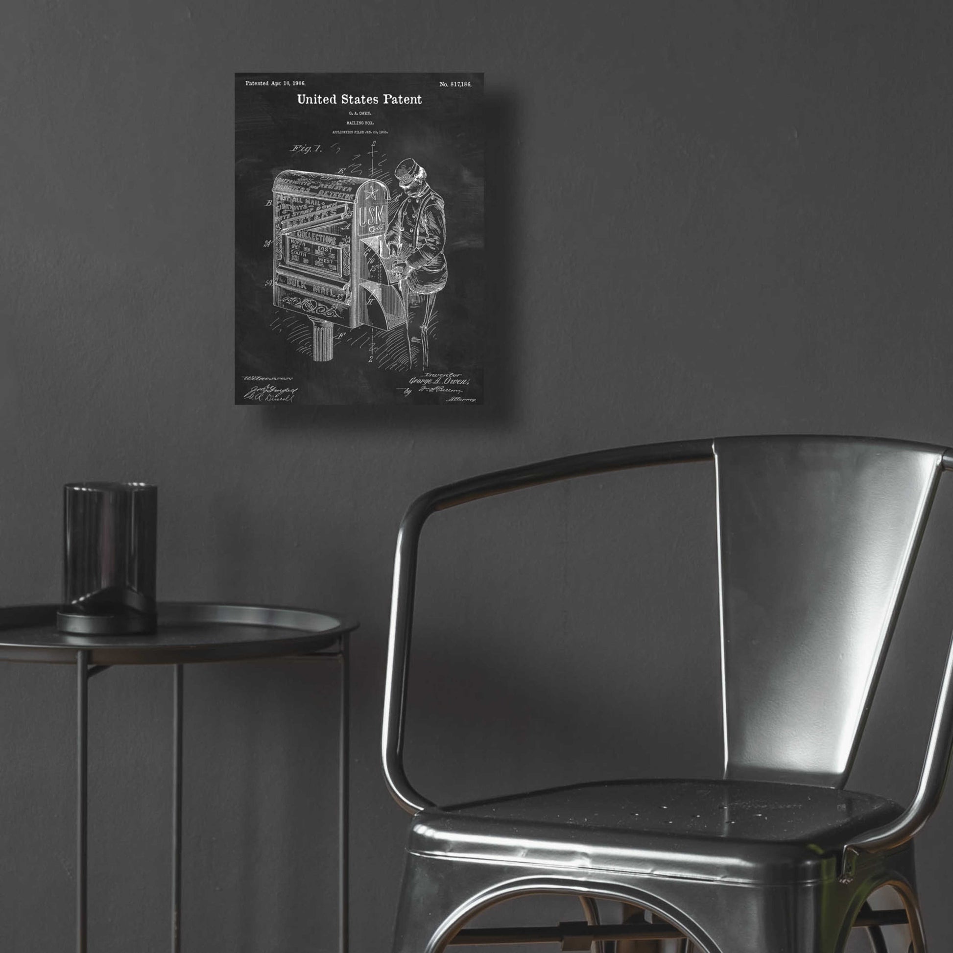 Epic Art 'Mailbox Blueprint Patent Chalkboard,' Acrylic Glass Wall Art,12x16