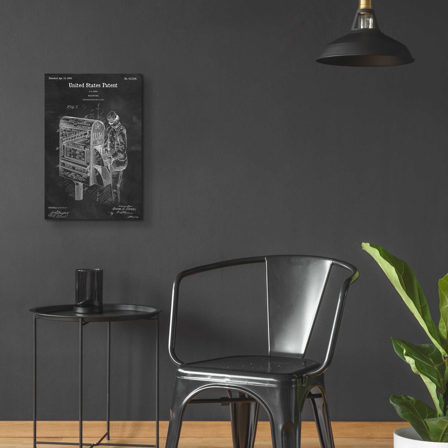 Epic Art 'Mailbox Blueprint Patent Chalkboard,' Acrylic Glass Wall Art,16x24