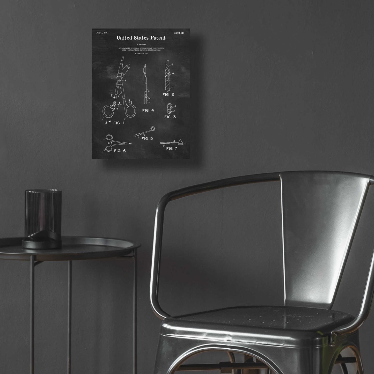 Epic Art 'Medical Instruments Blueprint Patent Chalkboard,' Acrylic Glass Wall Art,12x16