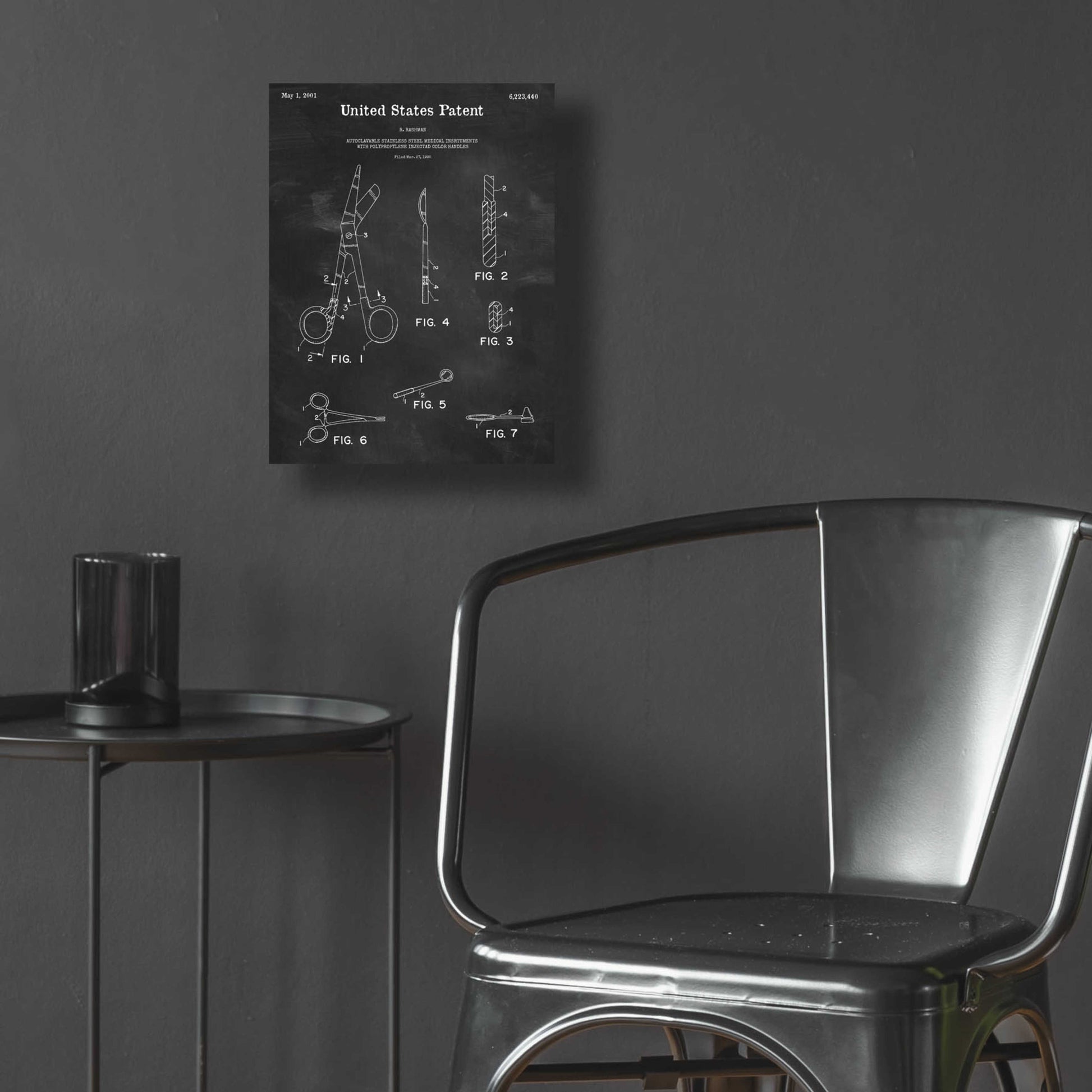 Epic Art 'Medical Instruments Blueprint Patent Chalkboard,' Acrylic Glass Wall Art,12x16