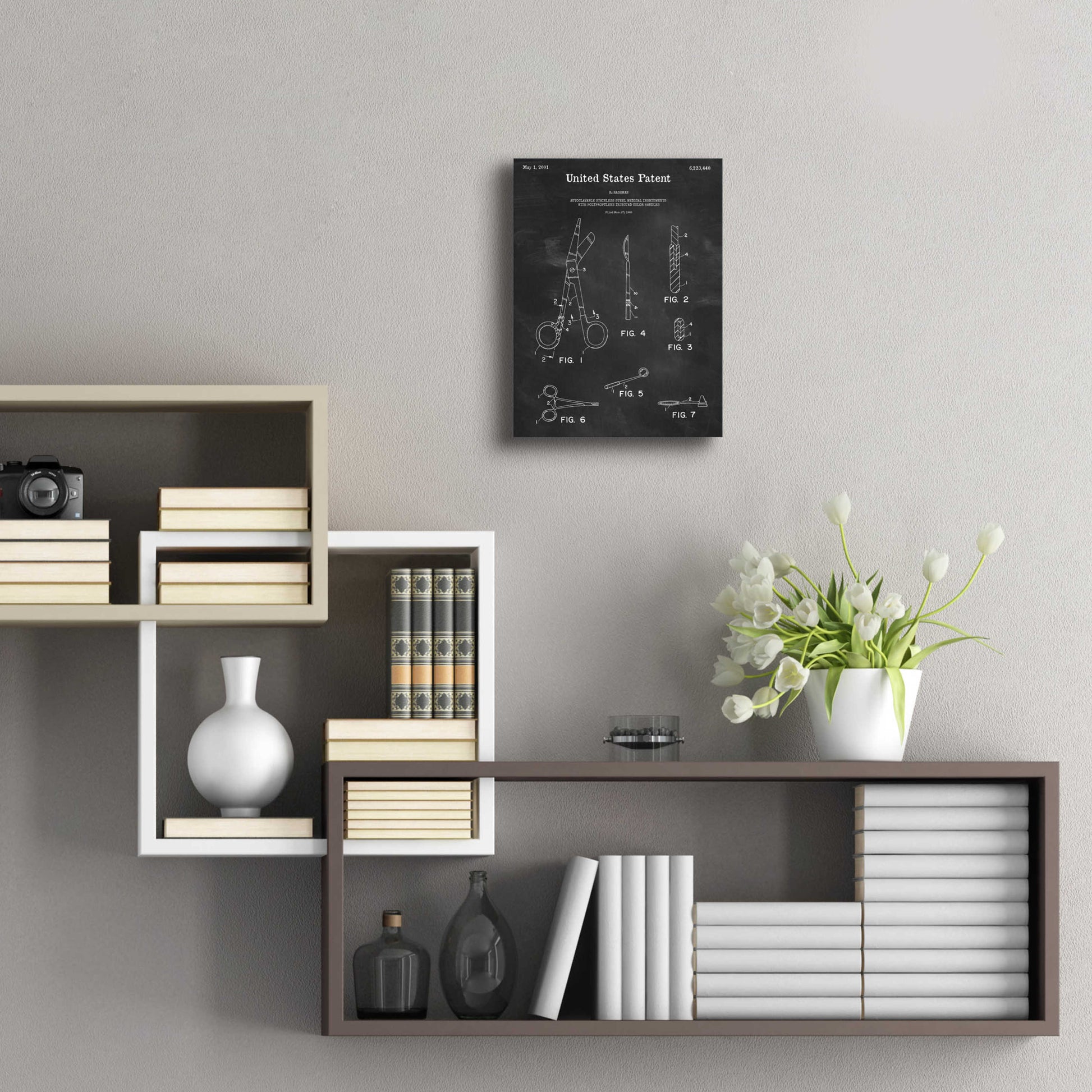 Epic Art 'Medical Instruments Blueprint Patent Chalkboard,' Acrylic Glass Wall Art,12x16