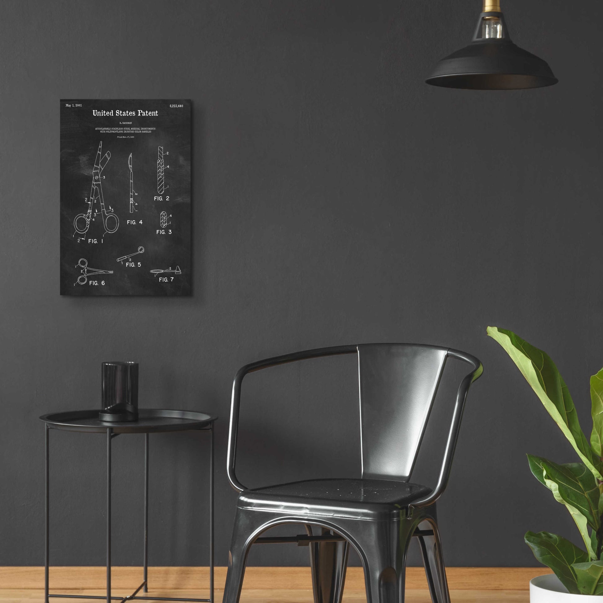 Epic Art 'Medical Instruments Blueprint Patent Chalkboard,' Acrylic Glass Wall Art,16x24