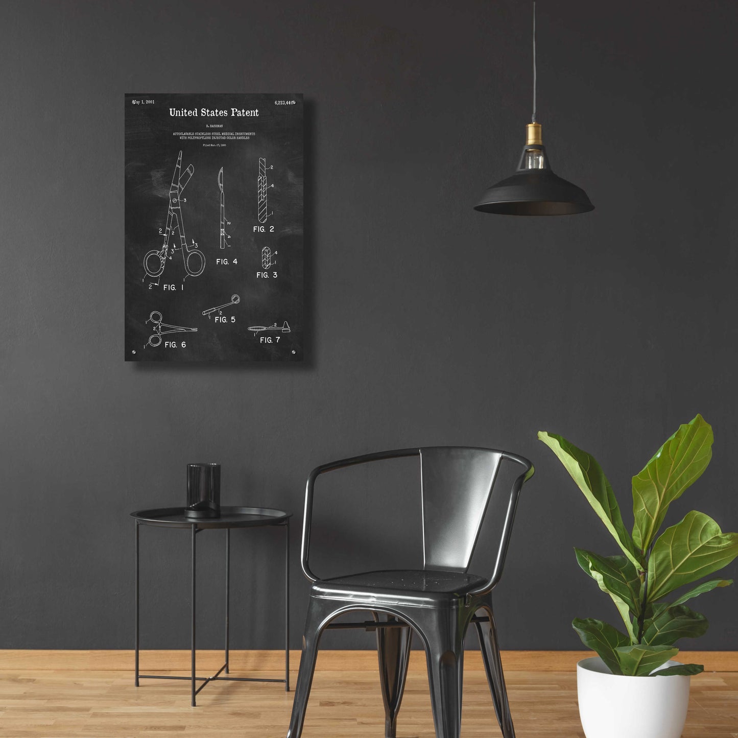 Epic Art 'Medical Instruments Blueprint Patent Chalkboard,' Acrylic Glass Wall Art,24x36