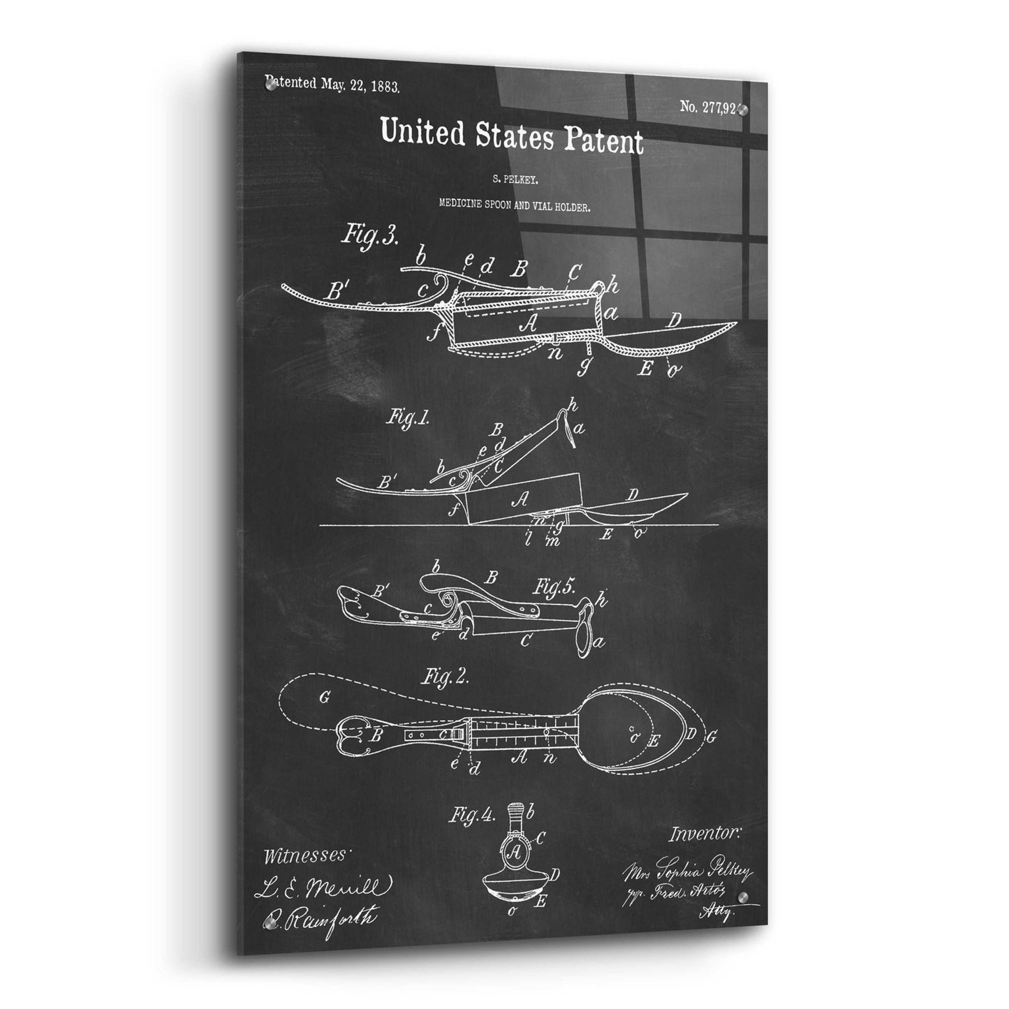 Epic Art 'Medicine Spoon Blueprint Patent Chalkboard,' Acrylic Glass Wall Art,24x36