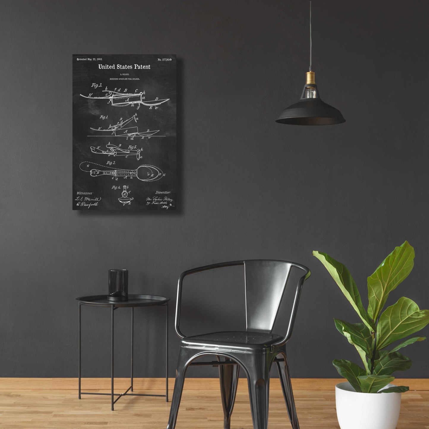 Epic Art 'Medicine Spoon Blueprint Patent Chalkboard,' Acrylic Glass Wall Art,24x36