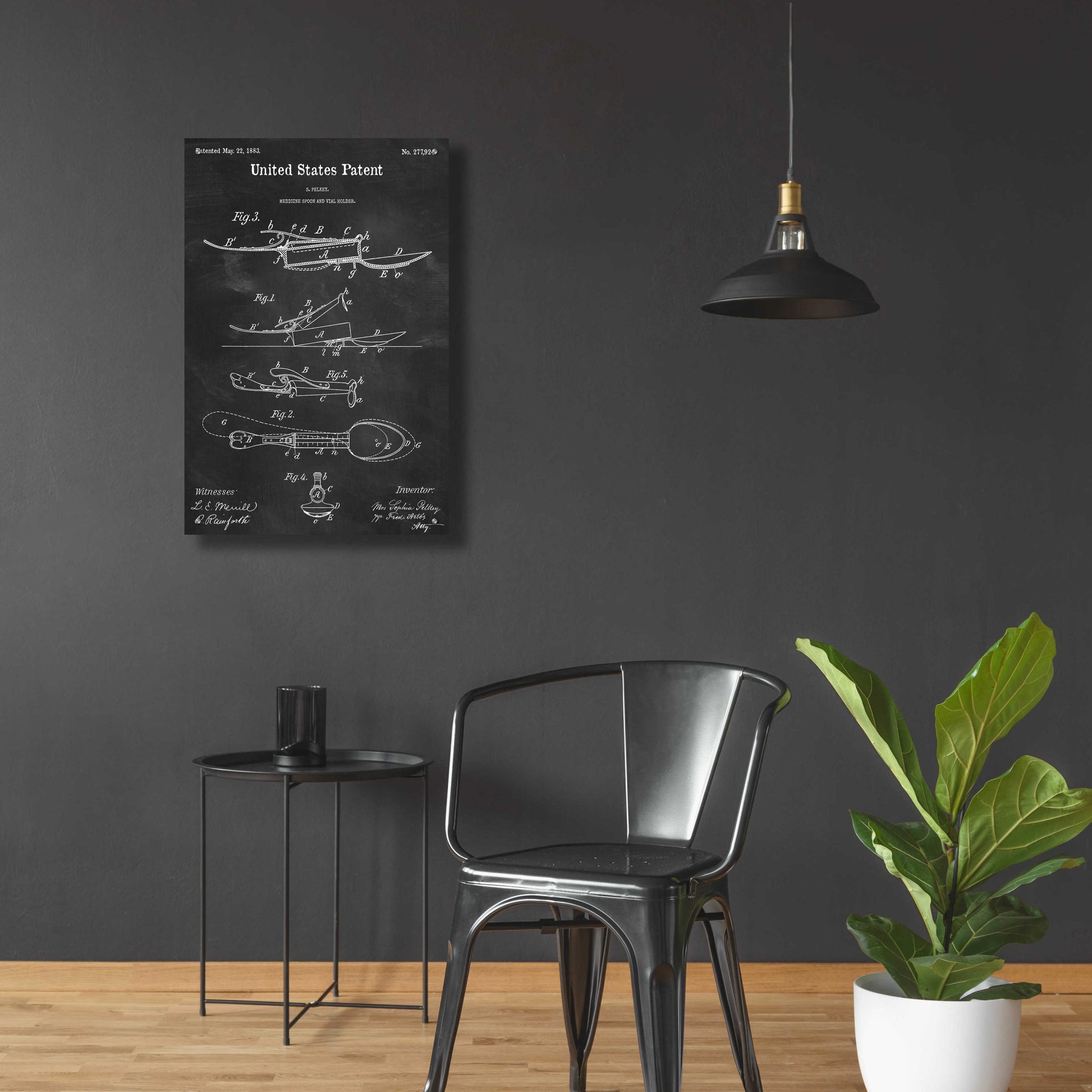 Epic Art 'Medicine Spoon Blueprint Patent Chalkboard,' Acrylic Glass Wall Art,24x36