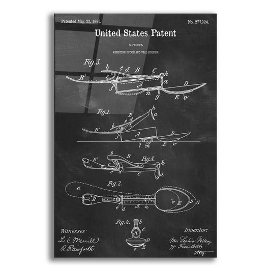 Epic Art 'Medicine Spoon Blueprint Patent Chalkboard,' Acrylic Glass Wall Art,12x16x1.1x0,18x26x1.1x0,26x34x1.74x0,40x54x1.74x0