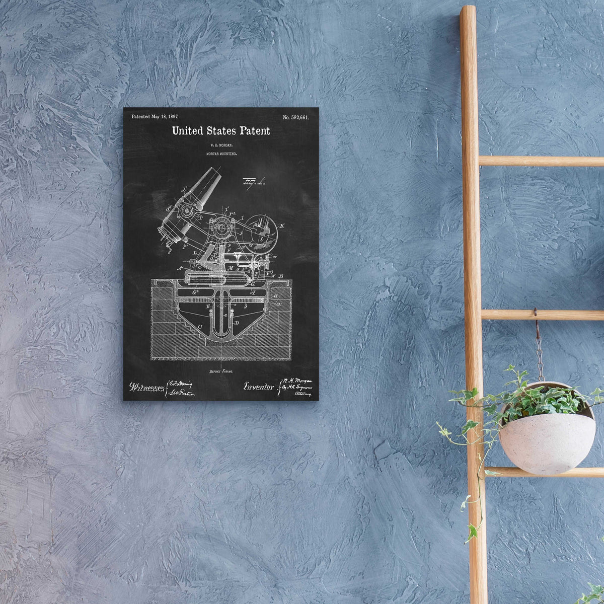 Epic Art 'Mortar Mounting Blueprint Patent Chalkboard,' Acrylic Glass Wall Art,16x24