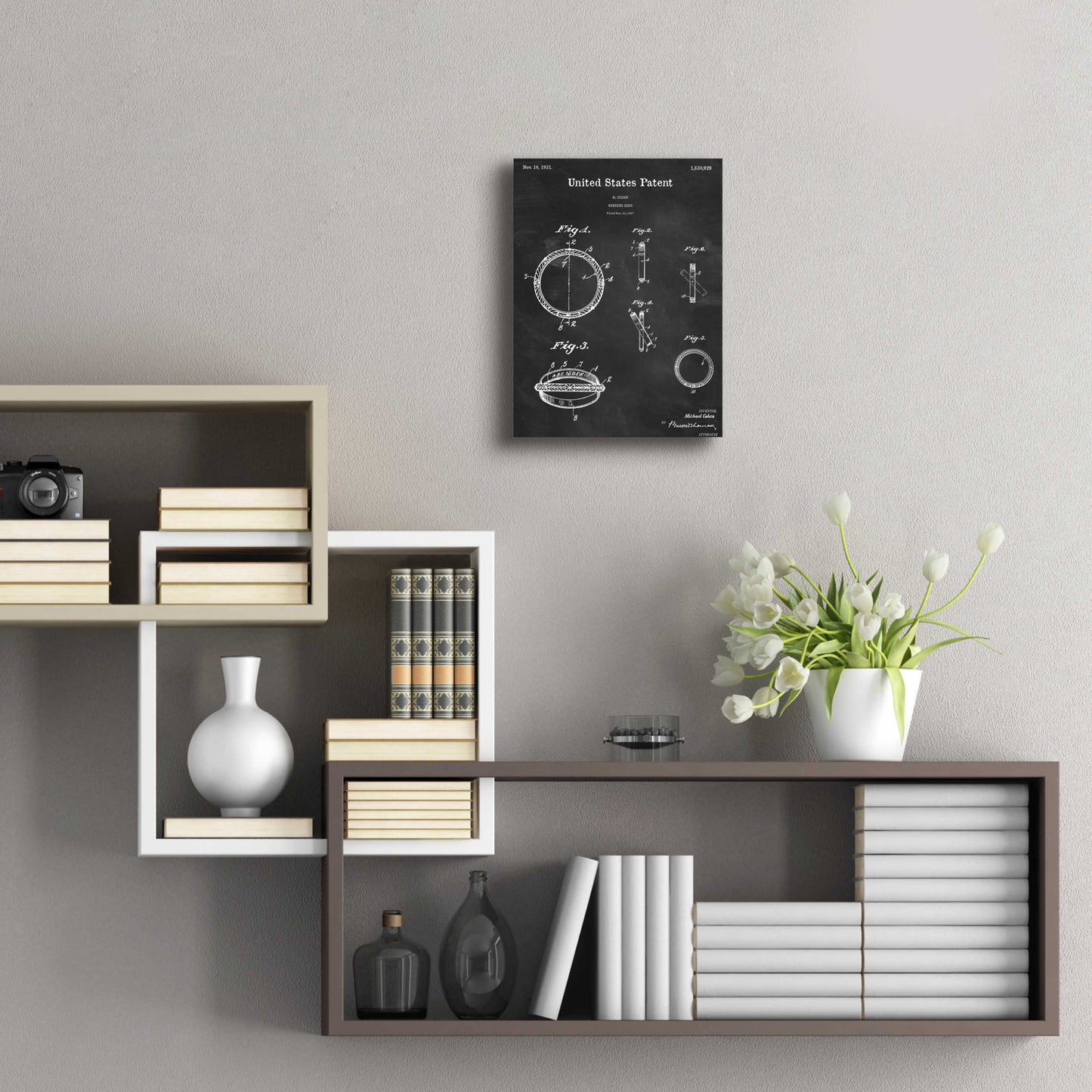 Epic Art 'Wedding Ring Blueprint Patent Chalkboard,' Acrylic Glass Wall Art,12x16