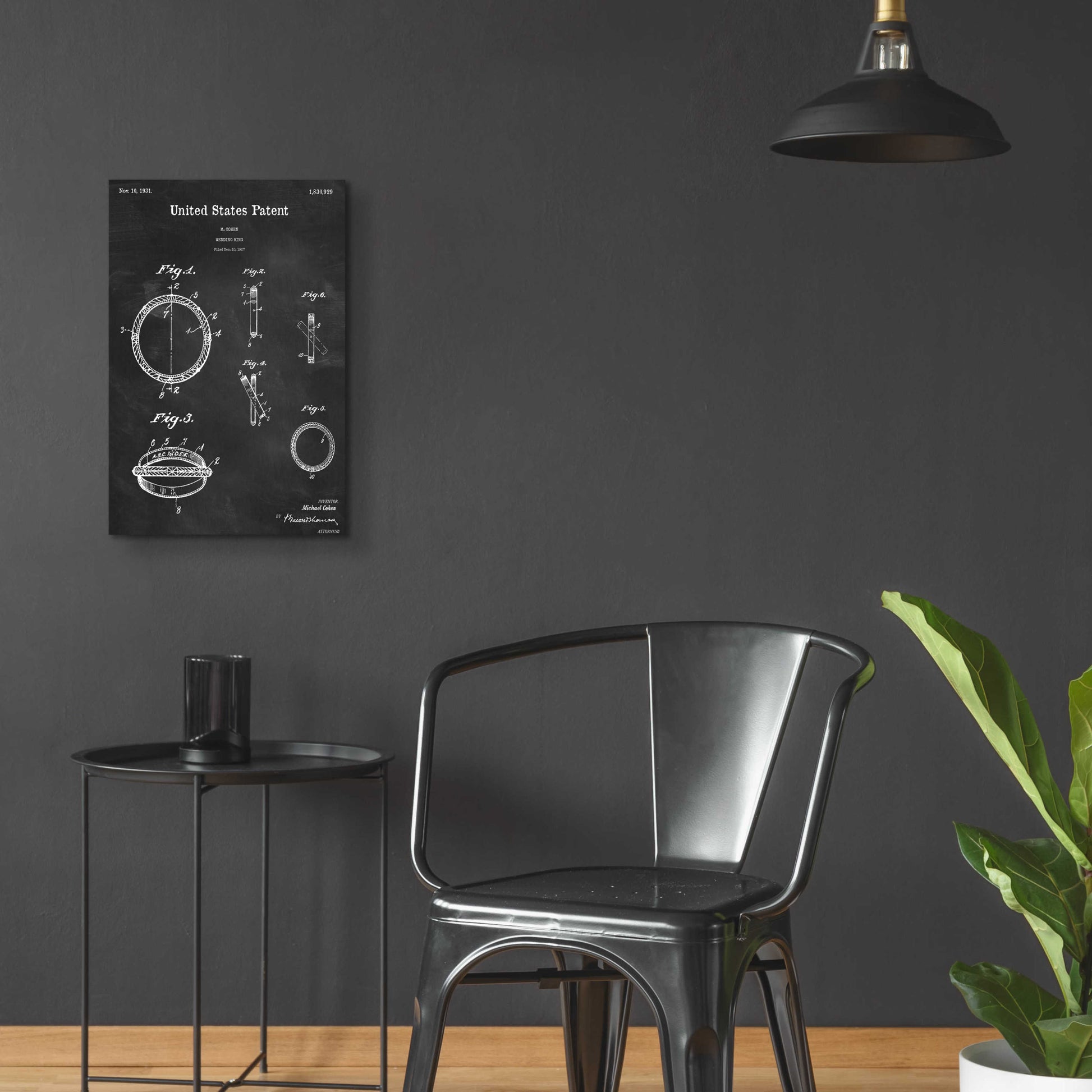 Epic Art 'Wedding Ring Blueprint Patent Chalkboard,' Acrylic Glass Wall Art,16x24