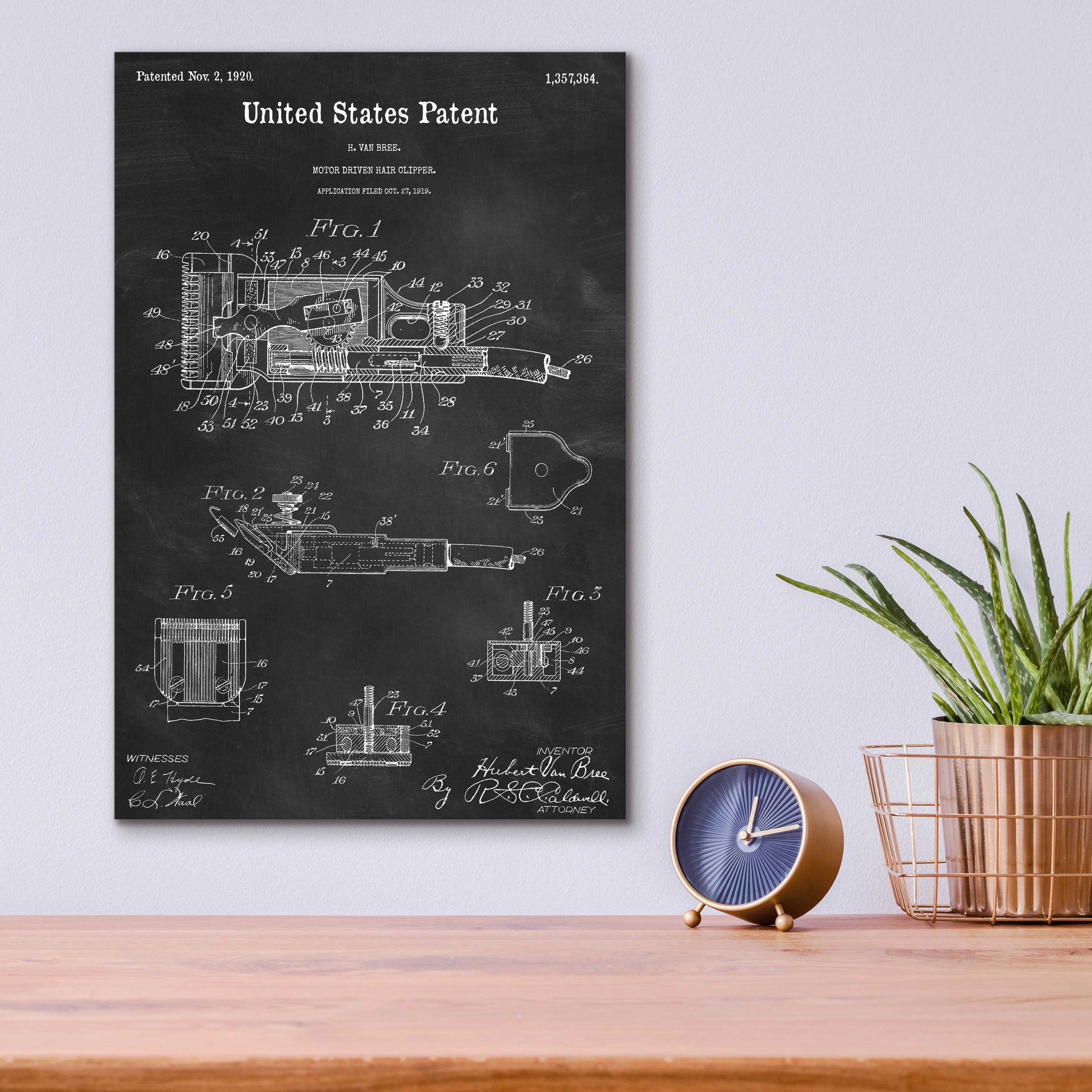 Epic Art 'Motor Hair Clipper Blueprint Patent Chalkboard,' Acrylic Glass Wall Art,12x16