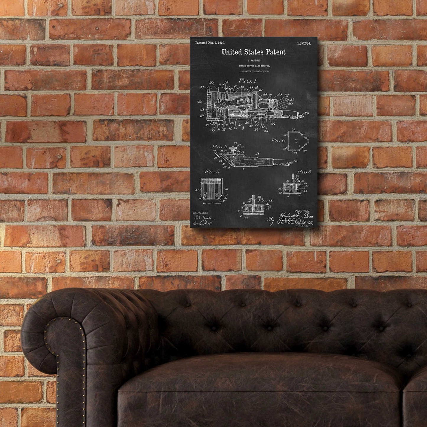 Epic Art 'Motor Hair Clipper Blueprint Patent Chalkboard,' Acrylic Glass Wall Art,16x24