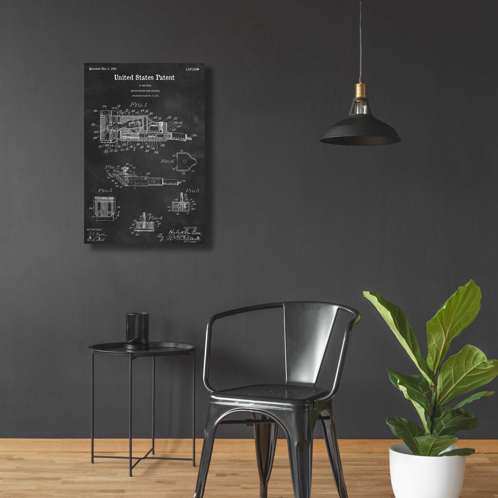 Epic Art 'Motor Hair Clipper Blueprint Patent Chalkboard,' Acrylic Glass Wall Art,24x36