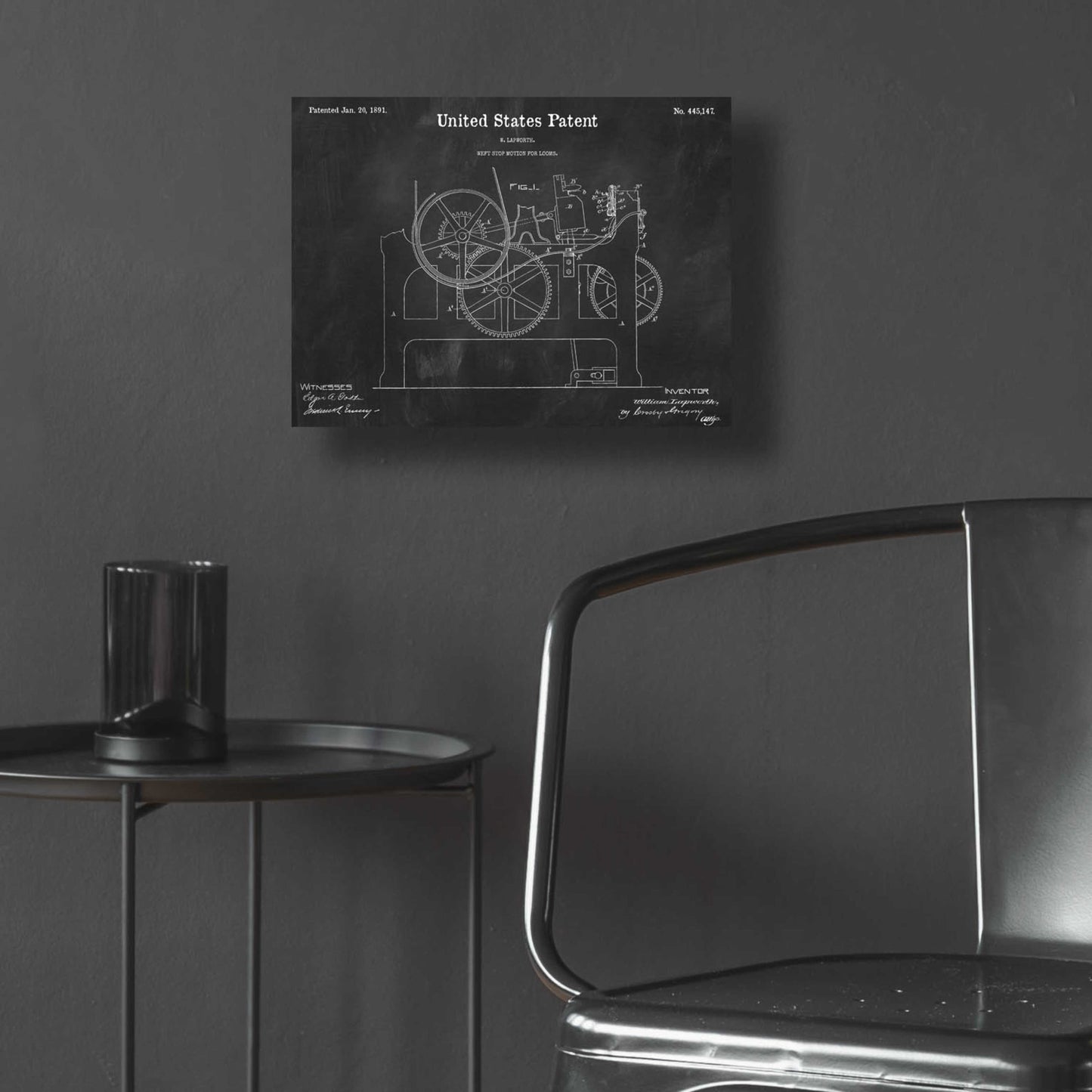 Epic Art 'Weft Stop Motion for Looms Blueprint Patent Chalkboard,' Acrylic Glass Wall Art,16x12