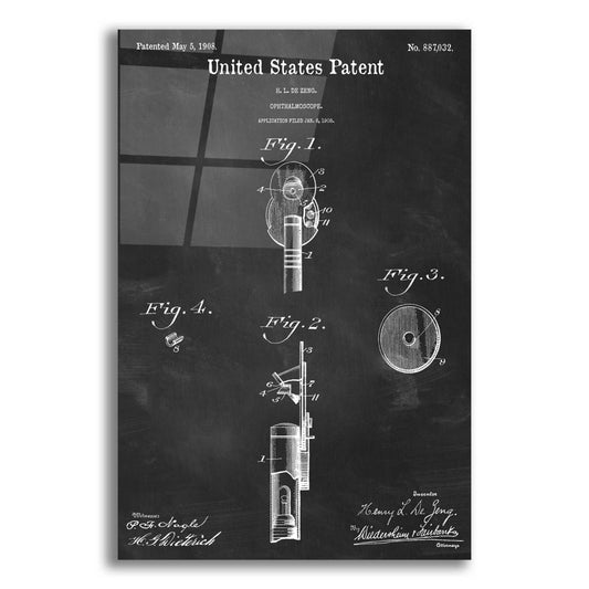 Epic Art 'Ophthalmoscope Blueprint Patent Chalkboard,' Acrylic Glass Wall Art,12x16x1.1x0,18x26x1.1x0,26x34x1.74x0,40x54x1.74x0