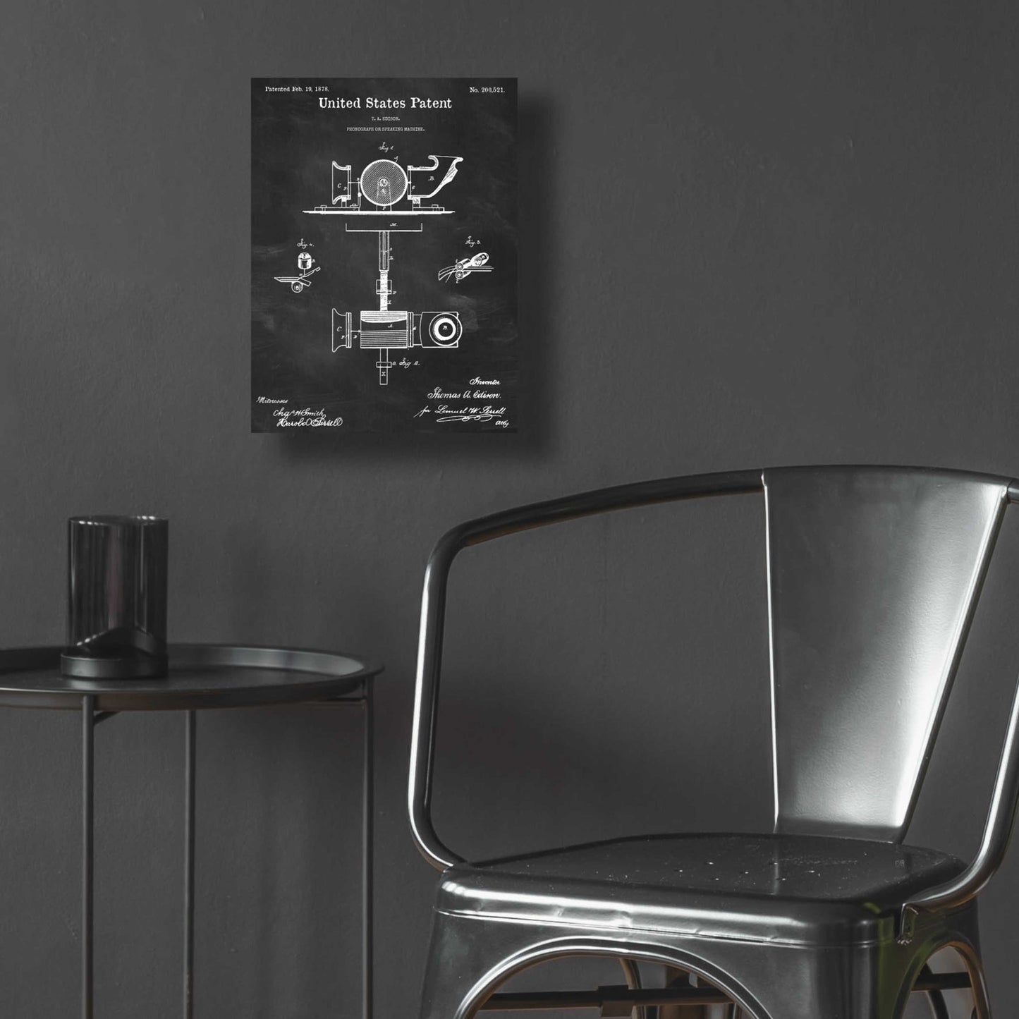Epic Art 'Phonograph Blueprint Patent Chalkboard,' Acrylic Glass Wall Art,12x16