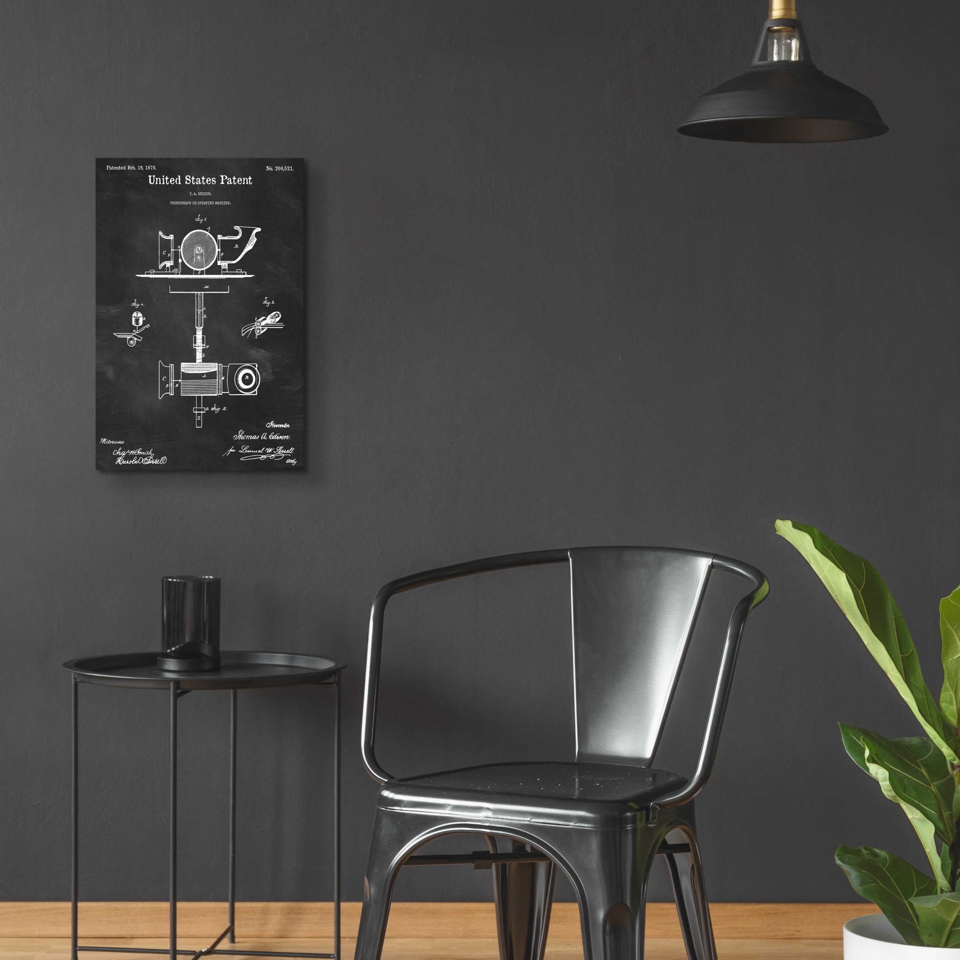 Epic Art 'Phonograph Blueprint Patent Chalkboard,' Acrylic Glass Wall Art,16x24