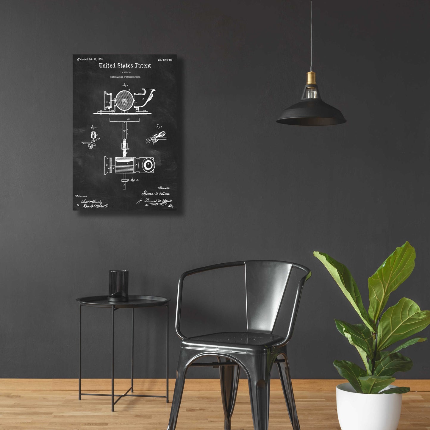 Epic Art 'Phonograph Blueprint Patent Chalkboard,' Acrylic Glass Wall Art,24x36