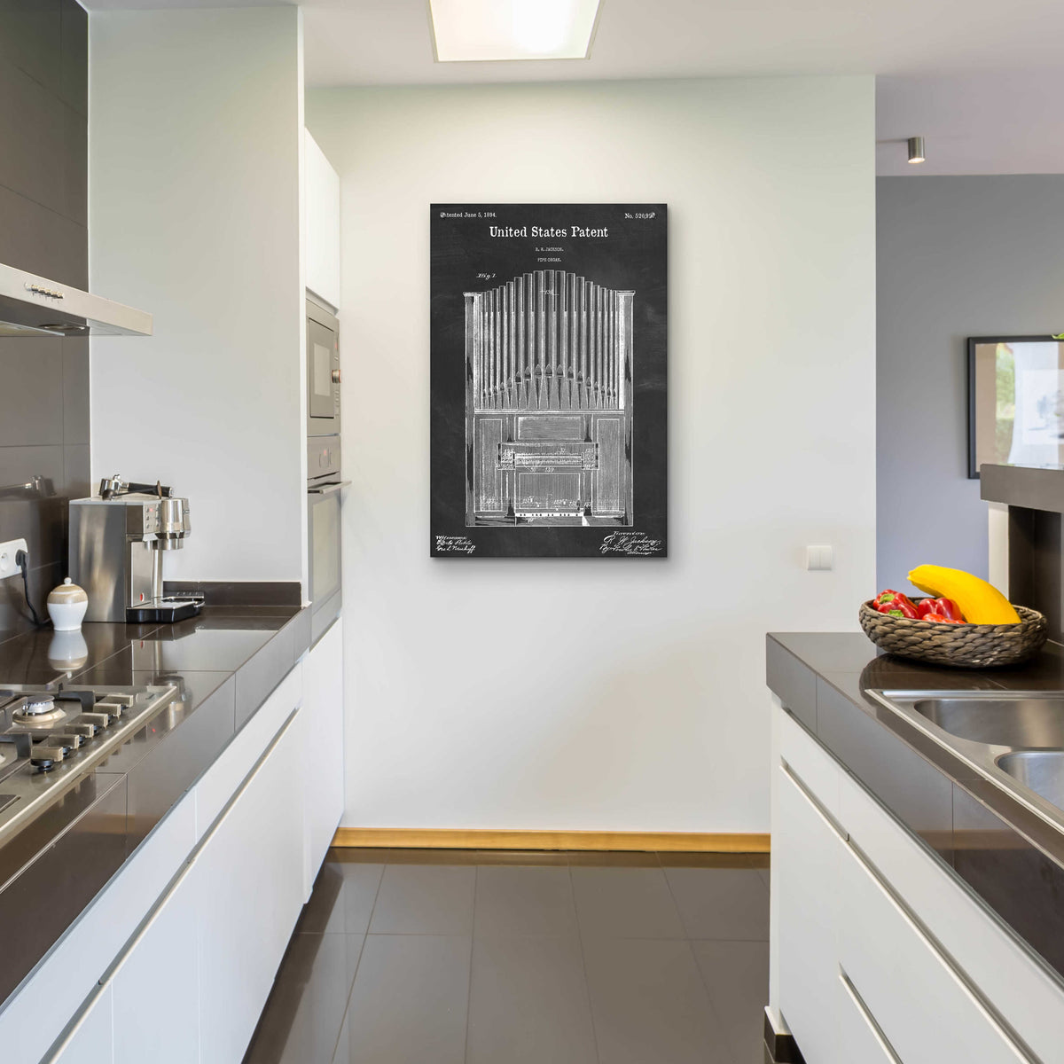 Epic Art 'Pipe Organ Blueprint Patent Chalkboard,' Acrylic Glass Wall Art,24x36
