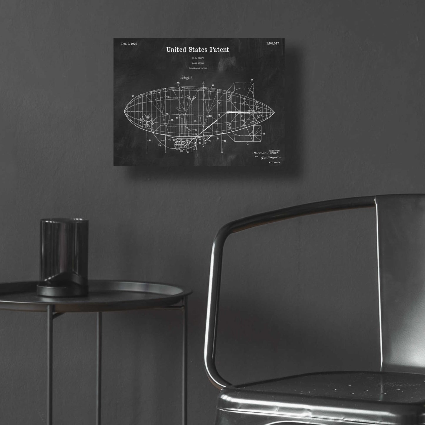 Epic Art 'Pony Blimp Blueprint Patent Chalkboard,' Acrylic Glass Wall Art,16x12