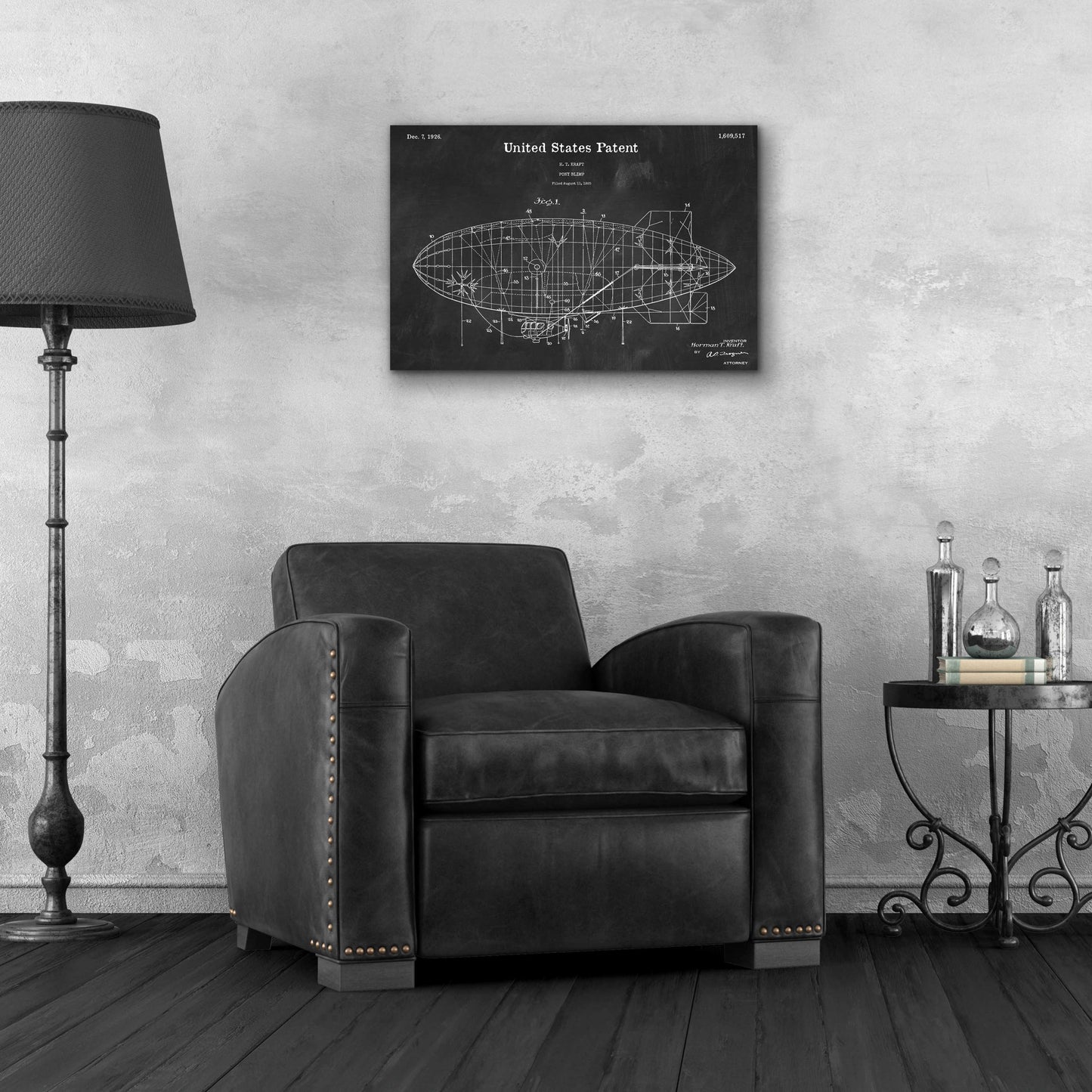 Epic Art 'Pony Blimp Blueprint Patent Chalkboard,' Acrylic Glass Wall Art,24x16