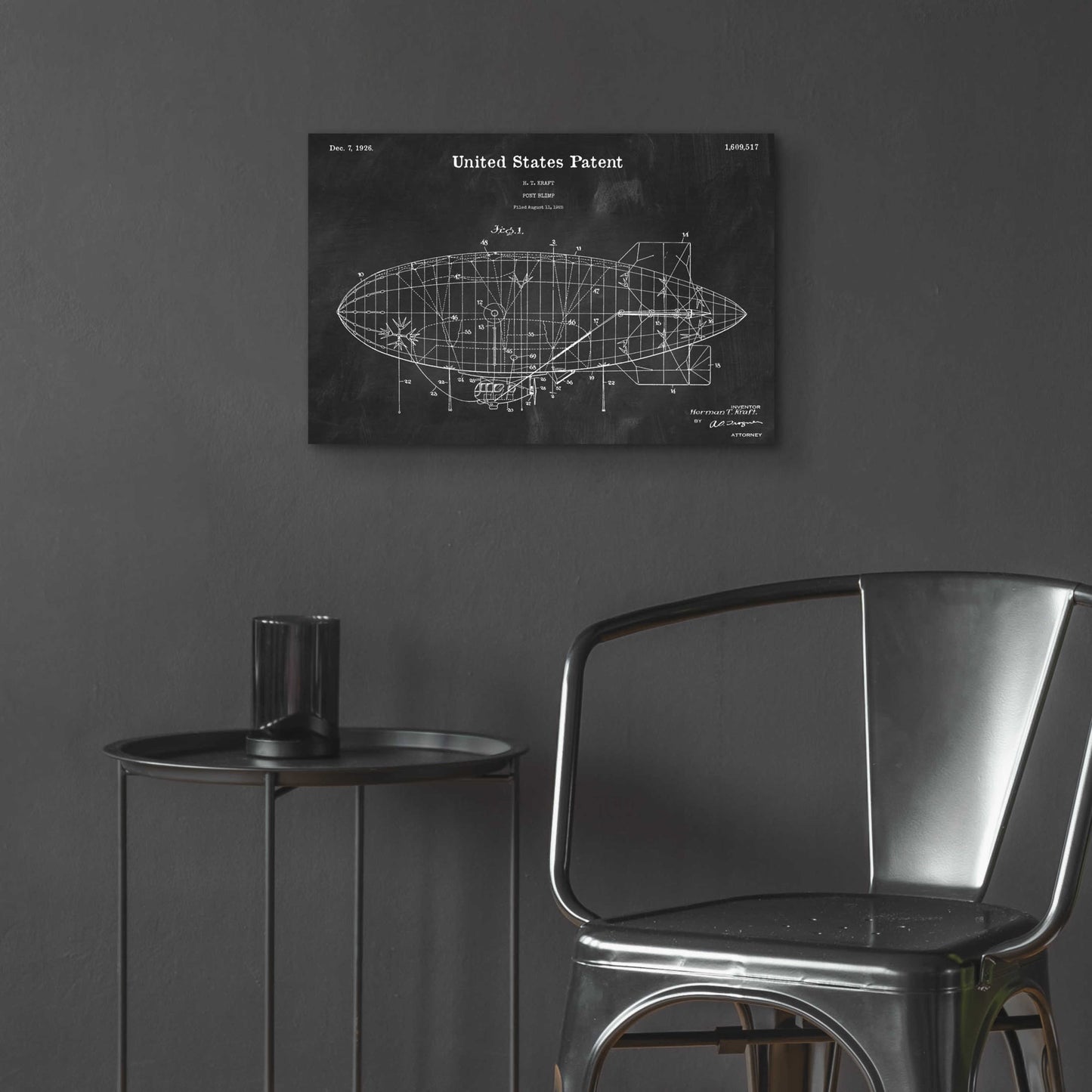 Epic Art 'Pony Blimp Blueprint Patent Chalkboard,' Acrylic Glass Wall Art,24x16