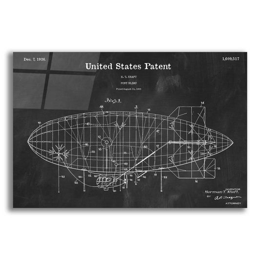 Epic Art 'Pony Blimp Blueprint Patent Chalkboard,' Acrylic Glass Wall Art,16x12x1.1x0,26x18x1.1x0,34x26x1.74x0,54x40x1.74x0