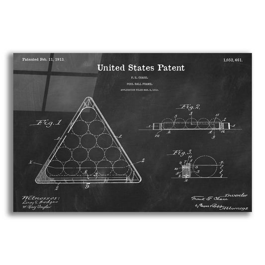 Epic Art 'Pool Ball Frame Blueprint Patent Chalkboard,' Acrylic Glass Wall Art,16x12x1.1x0,26x18x1.1x0,34x26x1.74x0,54x40x1.74x0