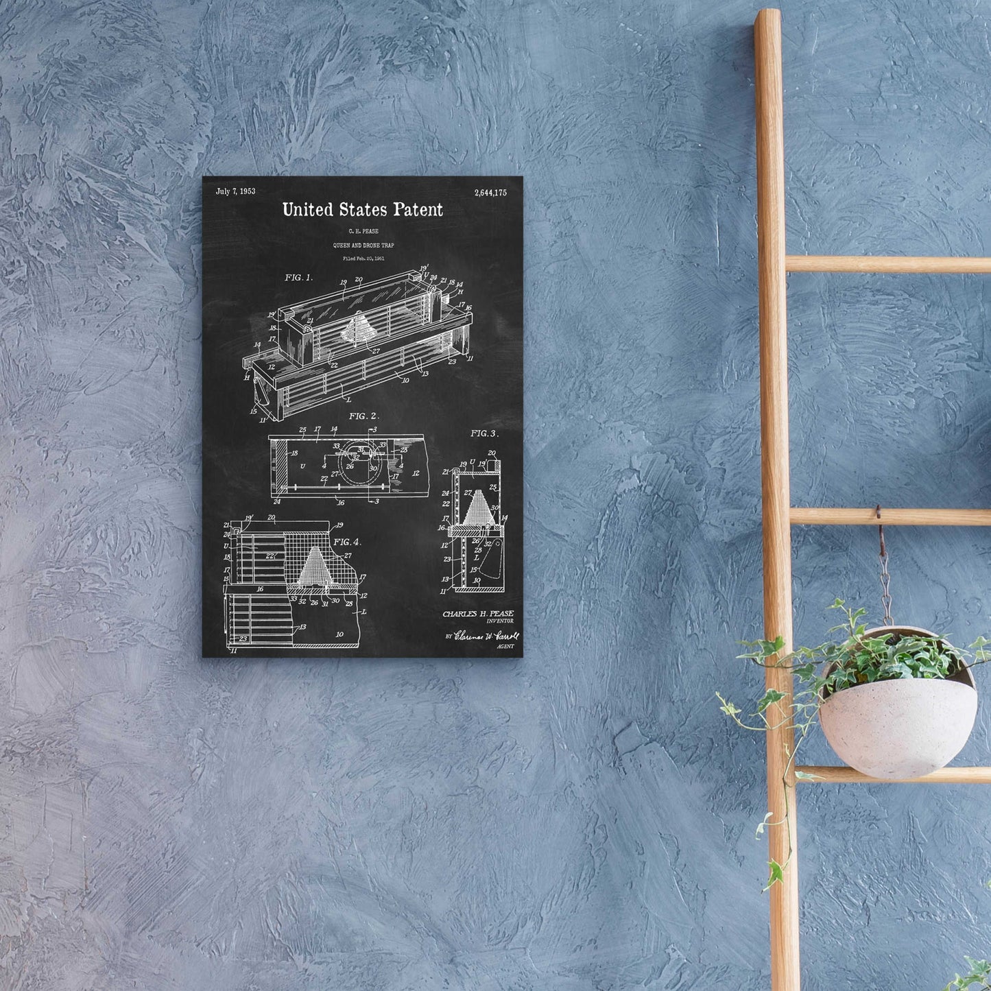 Epic Art 'Queen and Drone Trap  Blueprint Patent Chalkboard,' Acrylic Glass Wall Art,16x24