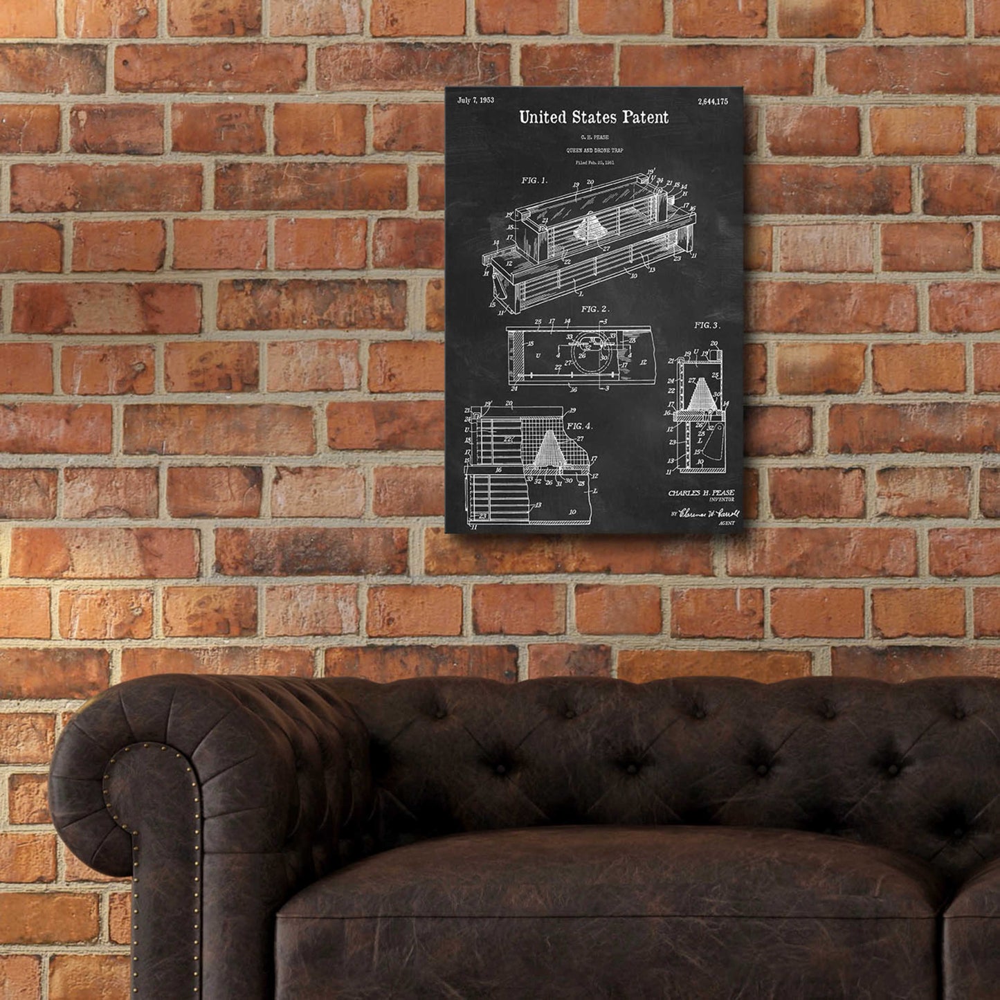 Epic Art 'Queen and Drone Trap  Blueprint Patent Chalkboard,' Acrylic Glass Wall Art,16x24
