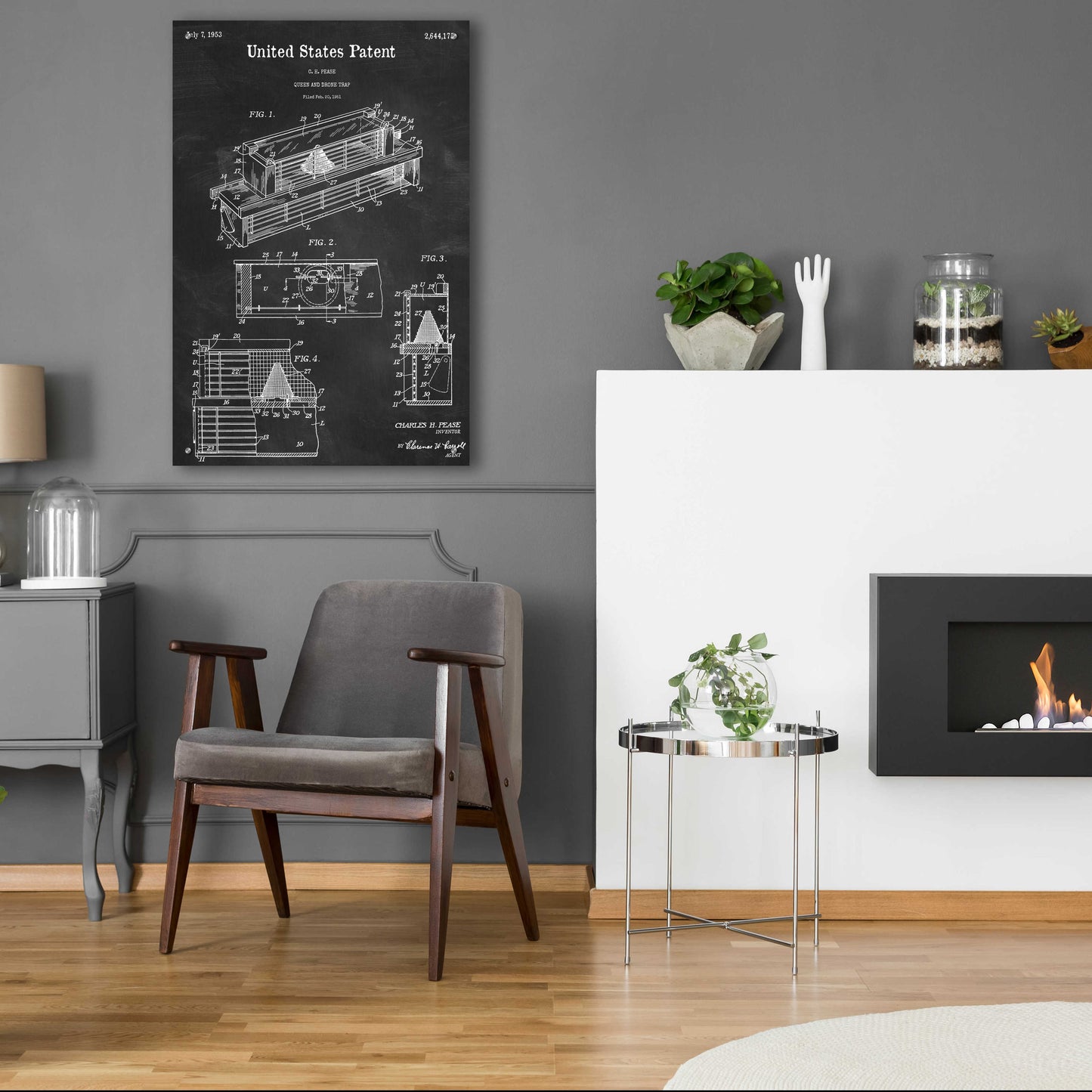 Epic Art 'Queen and Drone Trap  Blueprint Patent Chalkboard,' Acrylic Glass Wall Art,24x36