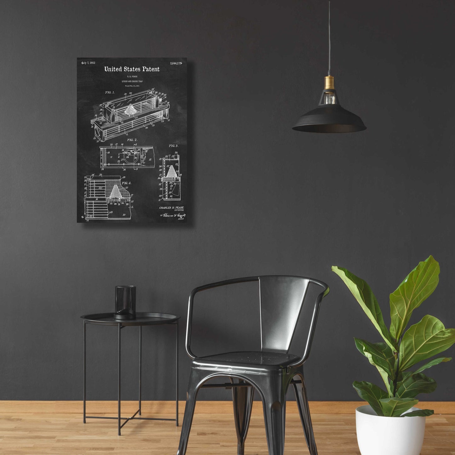 Epic Art 'Queen and Drone Trap  Blueprint Patent Chalkboard,' Acrylic Glass Wall Art,24x36