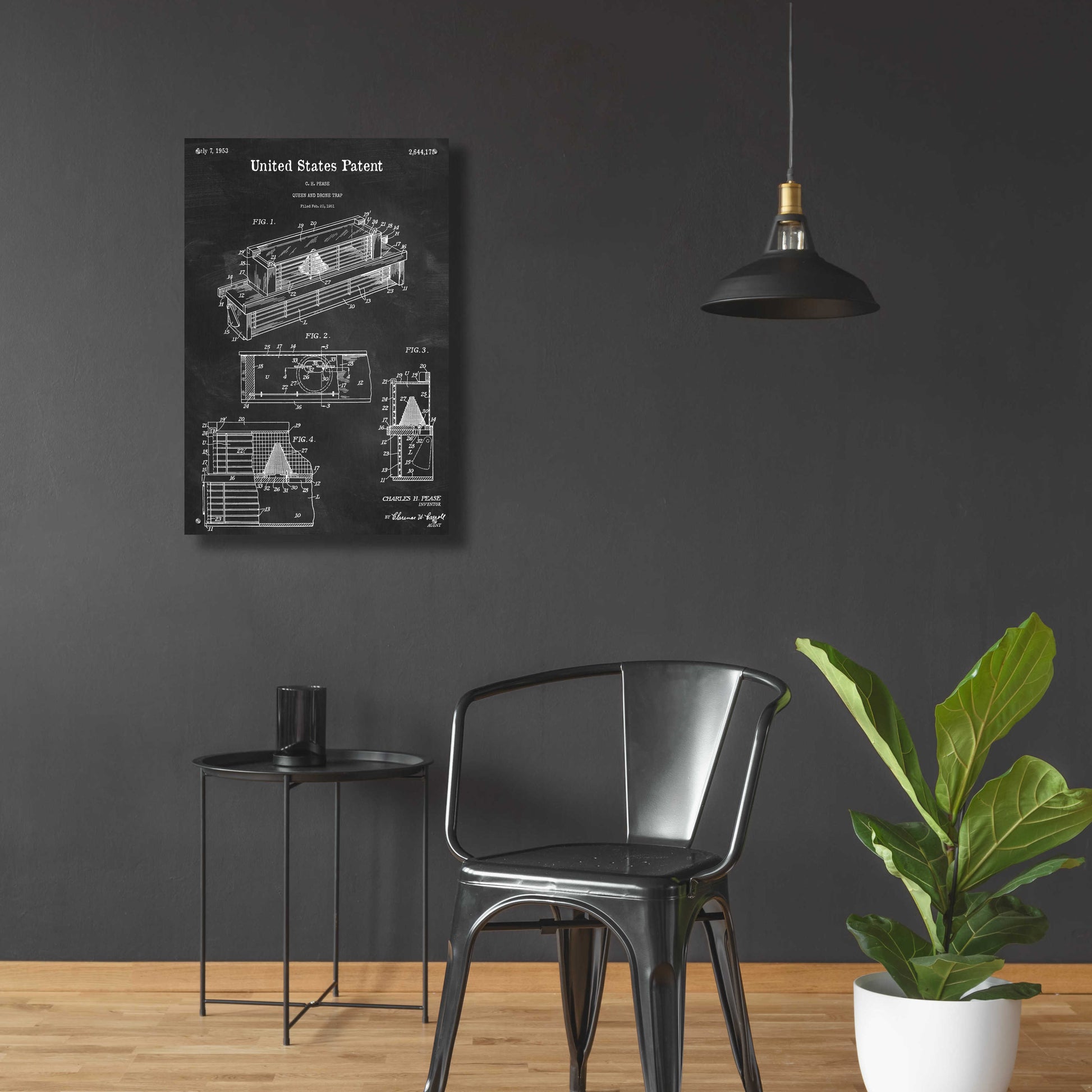 Epic Art 'Queen and Drone Trap  Blueprint Patent Chalkboard,' Acrylic Glass Wall Art,24x36