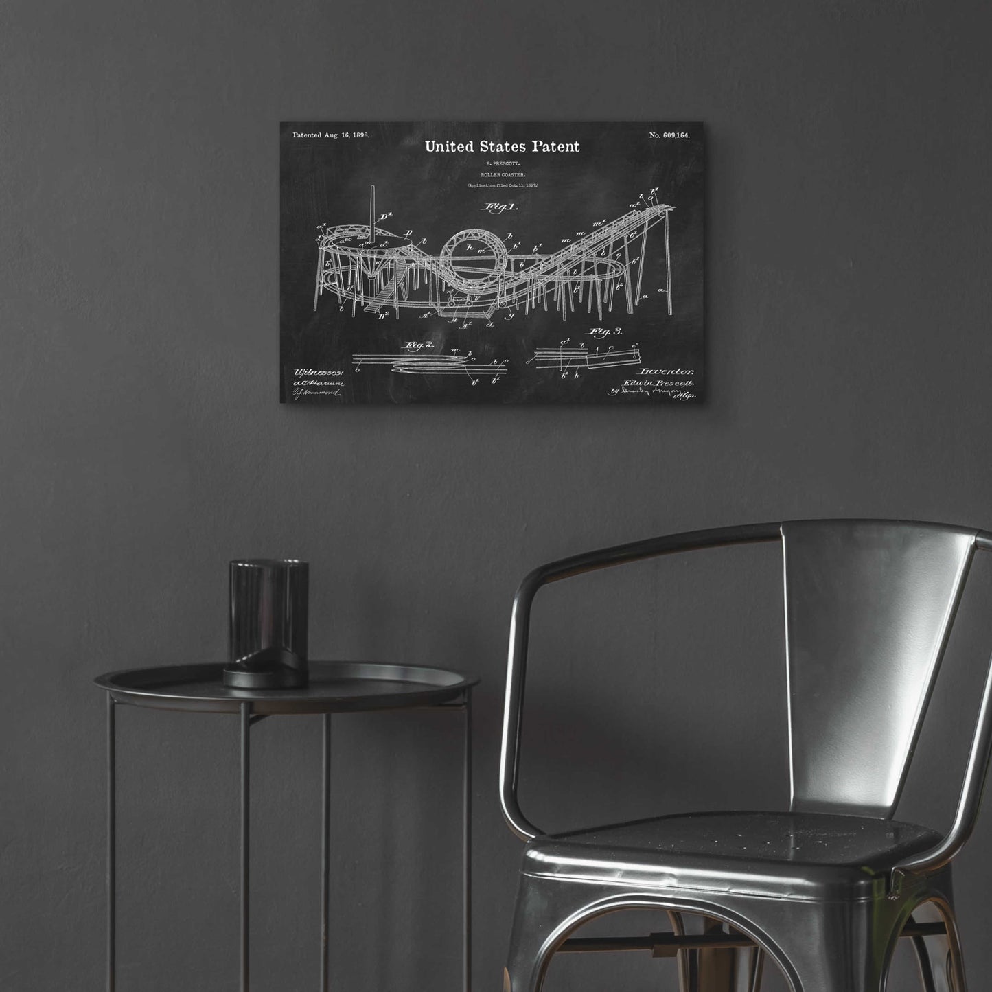 Epic Art 'Roller Coaster Blueprint Patent Chalkboard,' Acrylic Glass Wall Art,24x16