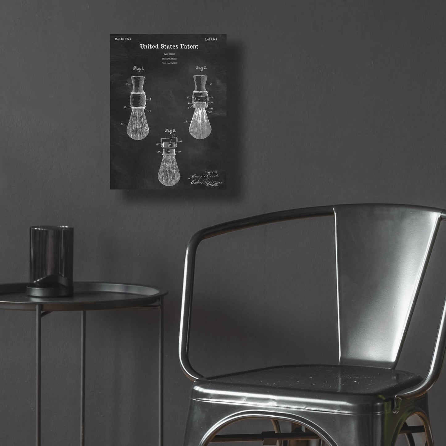 Epic Art 'Shaving Brush Blueprint Patent Chalkboard,' Acrylic Glass Wall Art,12x16
