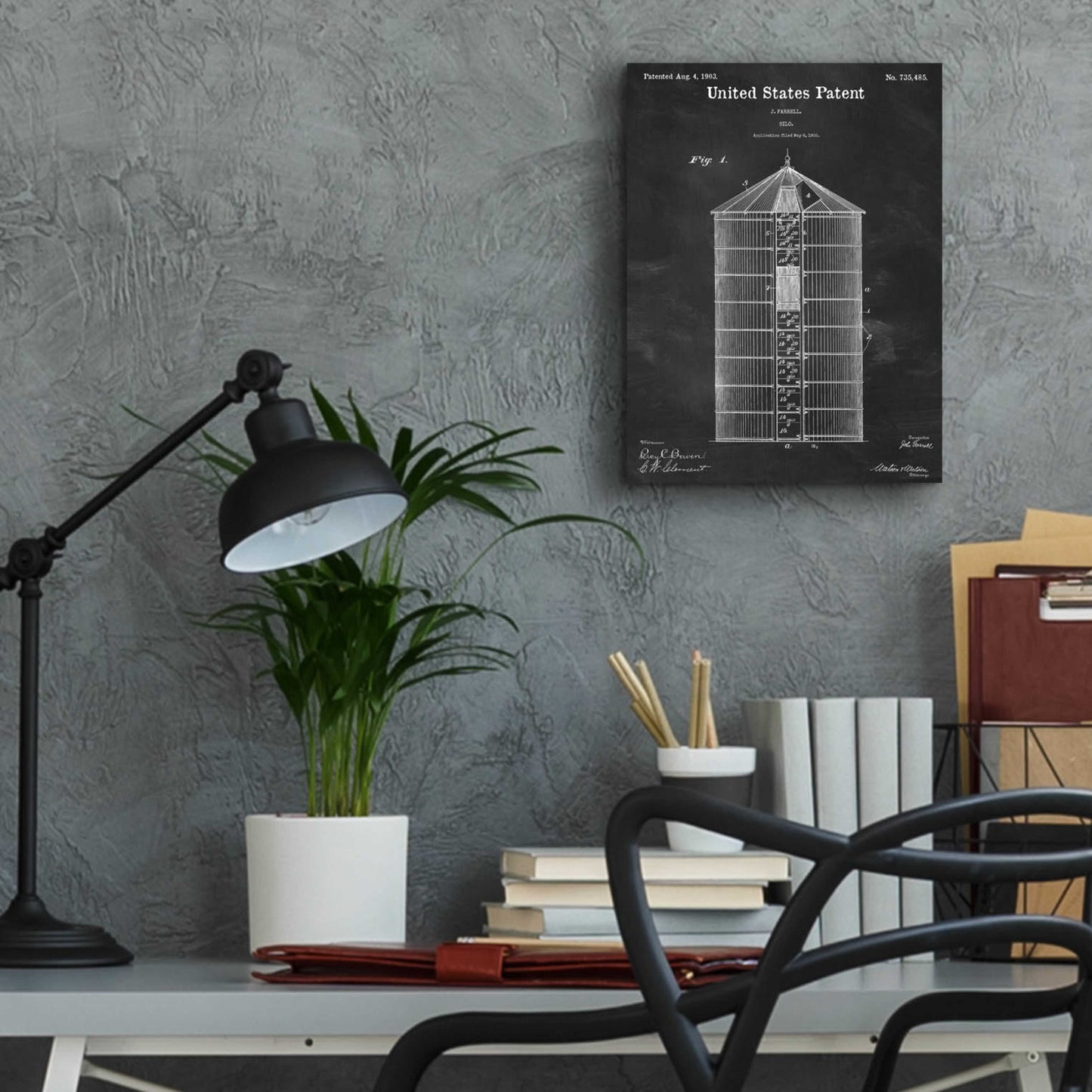 Epic Art 'Silo Blueprint Patent Chalkboard,' Acrylic Glass Wall Art,12x16