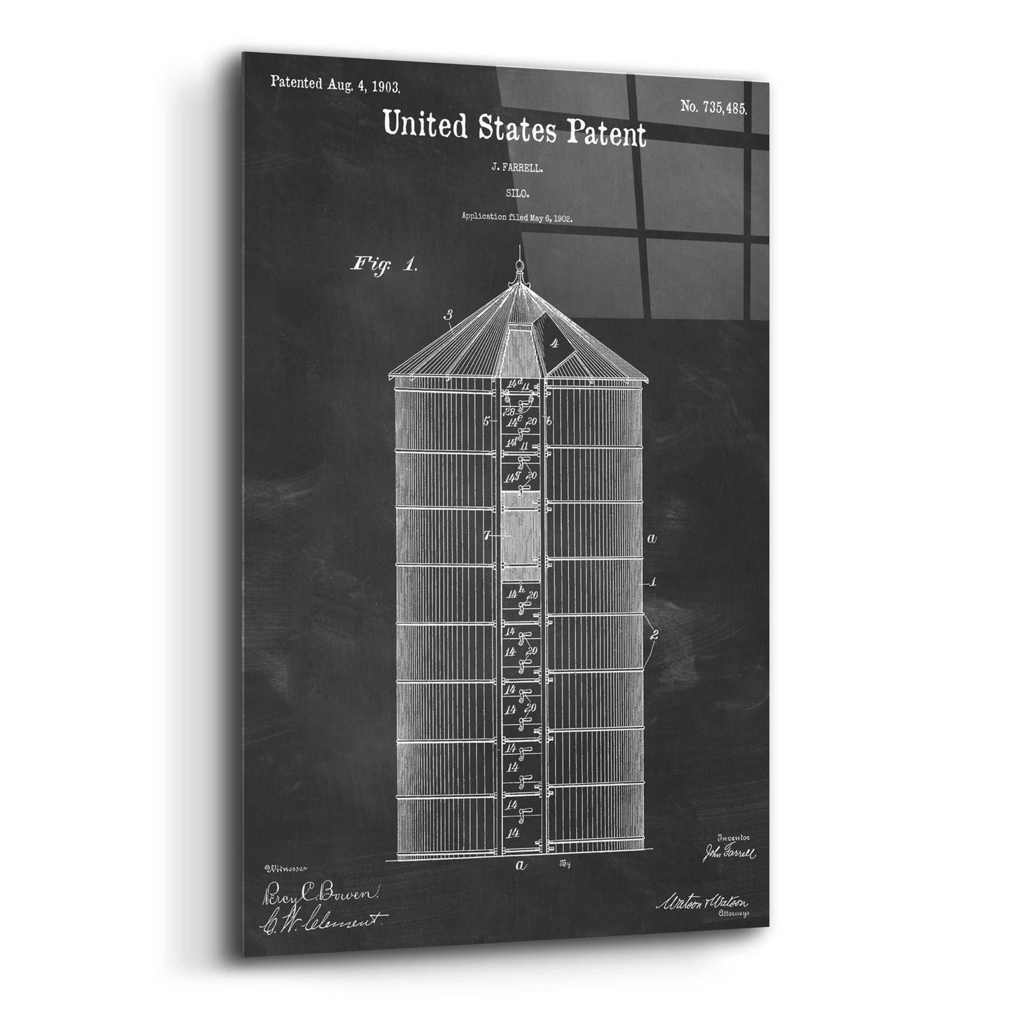 Epic Art 'Silo Blueprint Patent Chalkboard,' Acrylic Glass Wall Art,16x24
