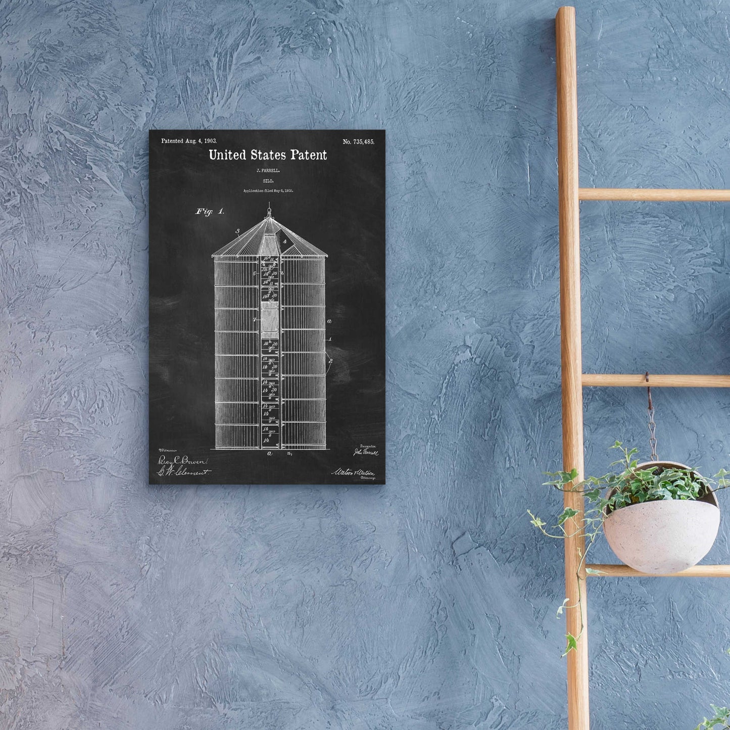 Epic Art 'Silo Blueprint Patent Chalkboard,' Acrylic Glass Wall Art,16x24