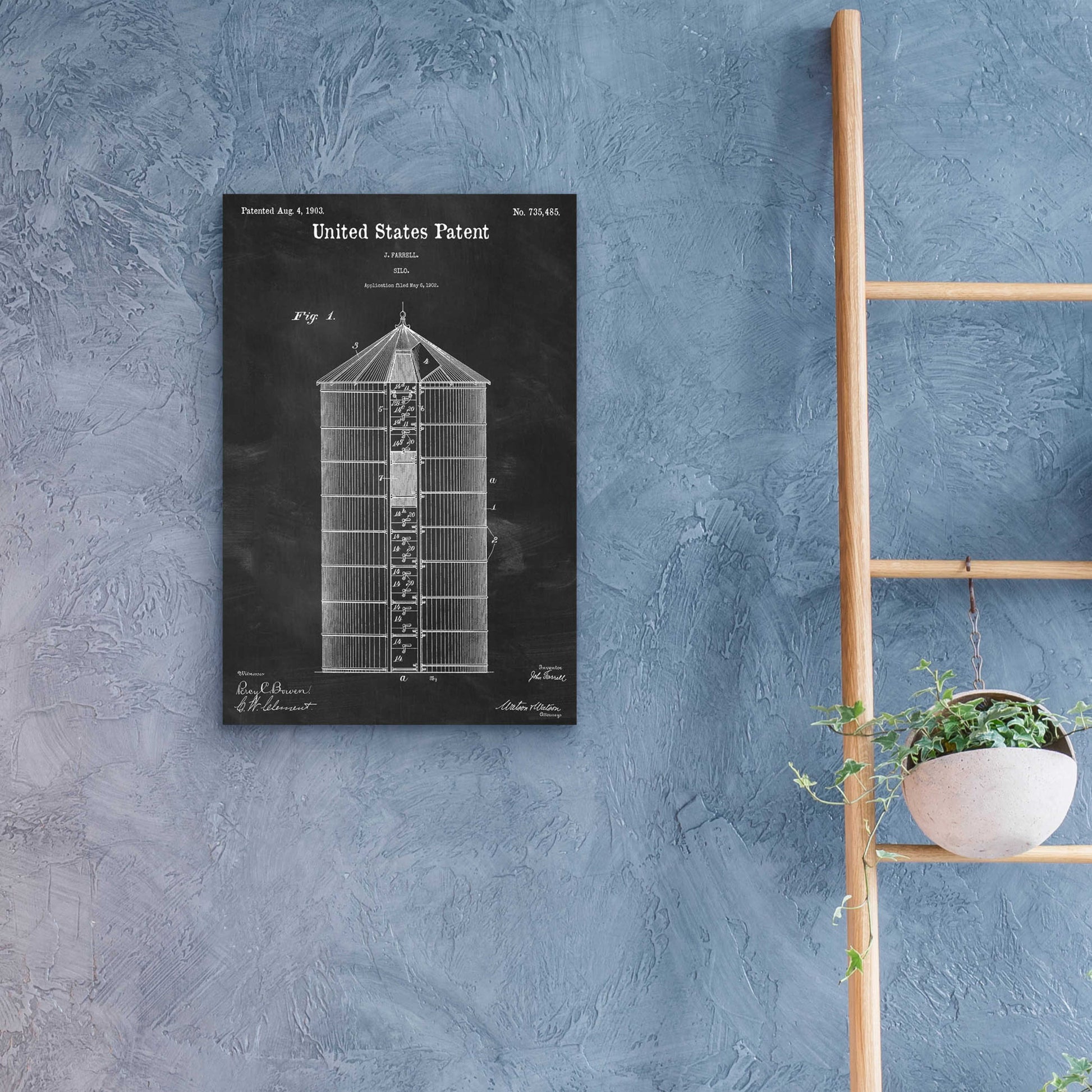 Epic Art 'Silo Blueprint Patent Chalkboard,' Acrylic Glass Wall Art,16x24