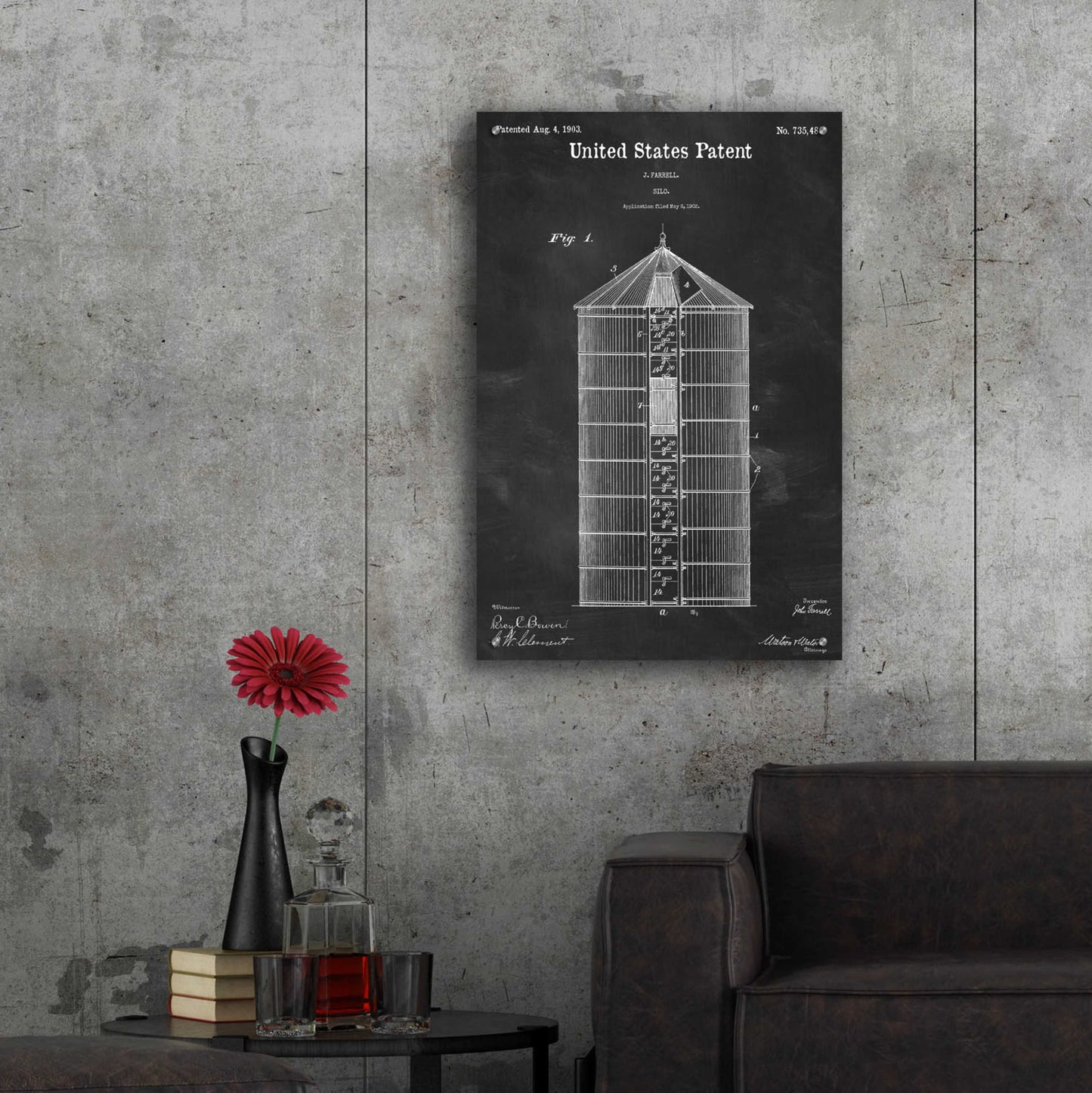Epic Art 'Silo Blueprint Patent Chalkboard,' Acrylic Glass Wall Art,24x36