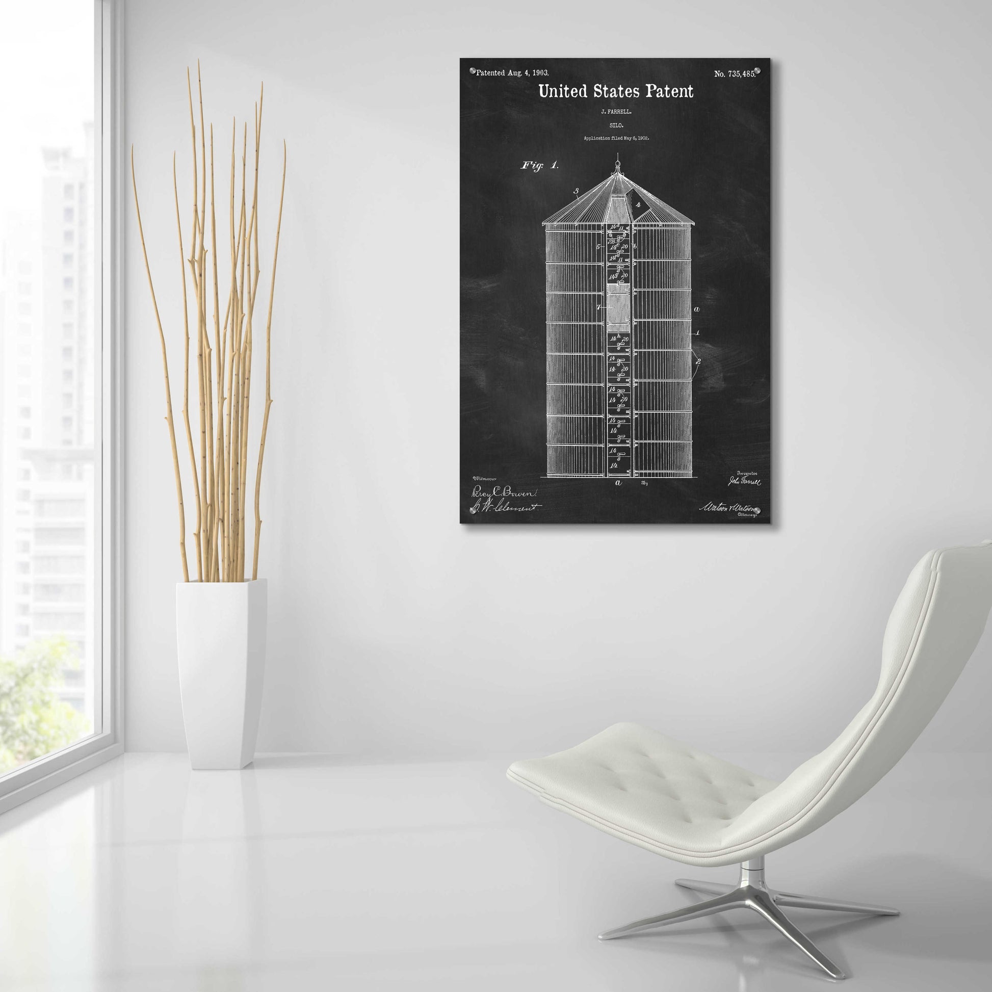 Epic Art 'Silo Blueprint Patent Chalkboard,' Acrylic Glass Wall Art,24x36