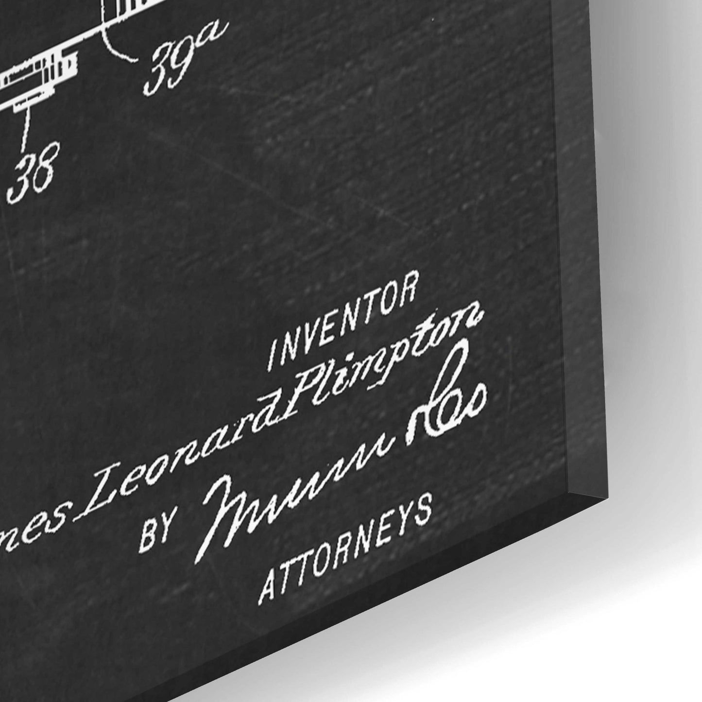 Epic Art 'Roller Skate Blueprint Patent Chalkboard,' Acrylic Glass Wall Art,16x24