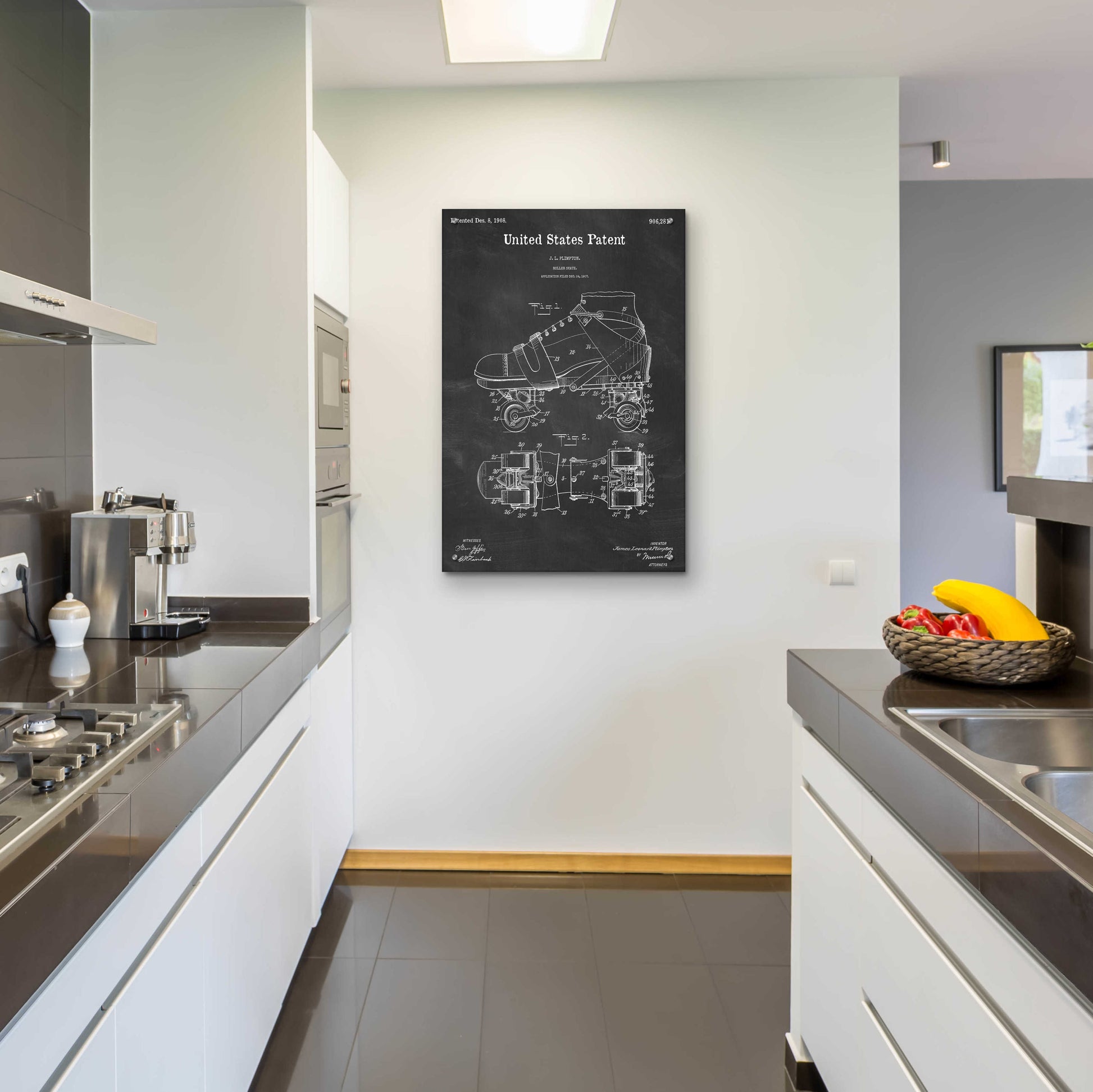 Epic Art 'Roller Skate Blueprint Patent Chalkboard,' Acrylic Glass Wall Art,24x36