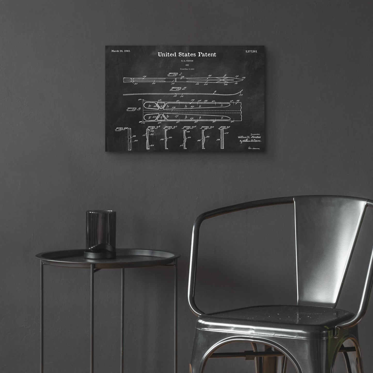 Epic Art 'Ski Blueprint Patent Chalkboard,' Acrylic Glass Wall Art,24x16