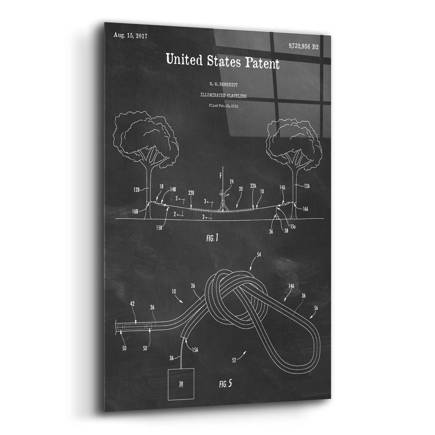 Epic Art 'Slackline Blueprint Patent Chalkboard,' Acrylic Glass Wall Art,12x16